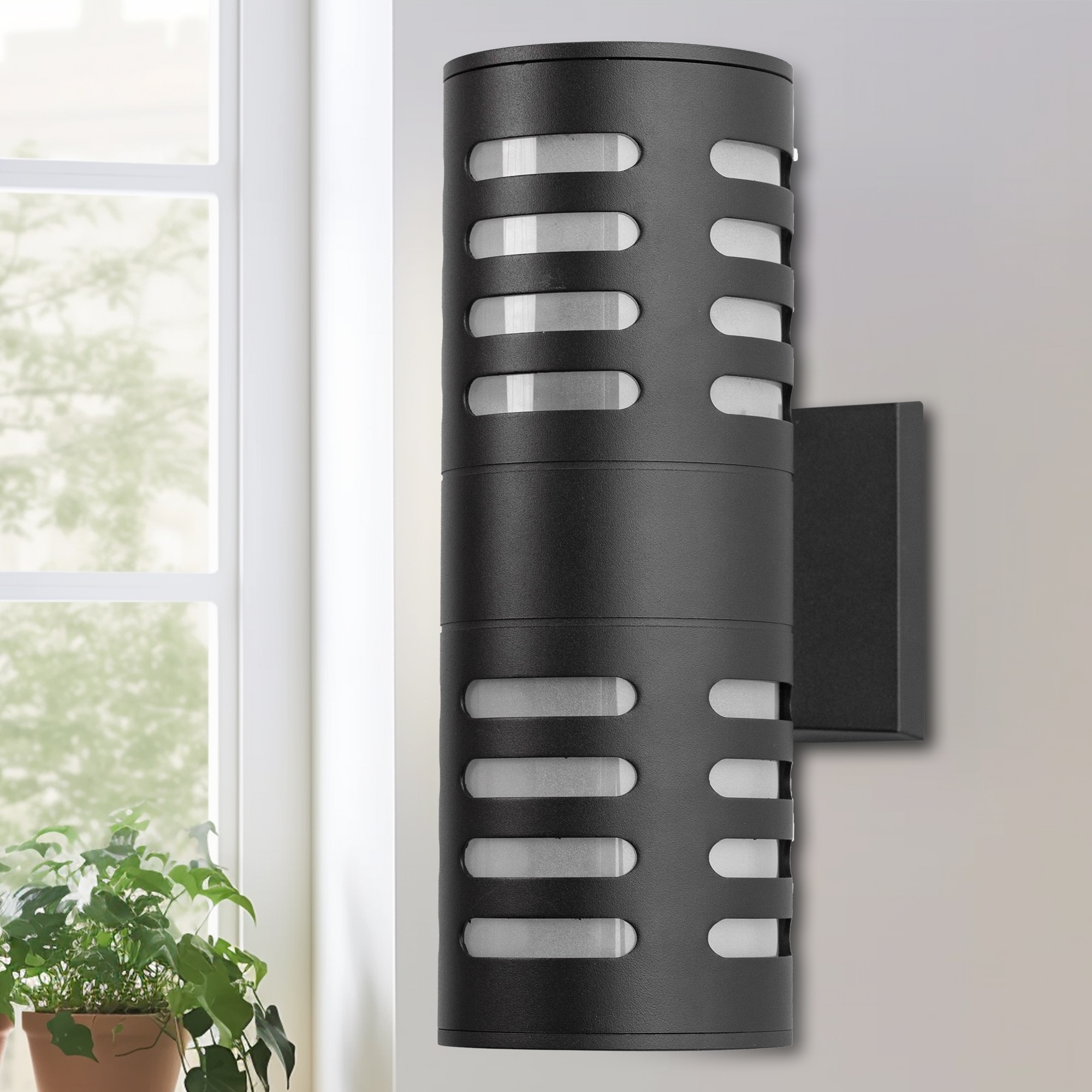 YANSUN L-ME0101501 2 -Light 11.8-in H Matte Black Hardwired Outdoor Wall Light
