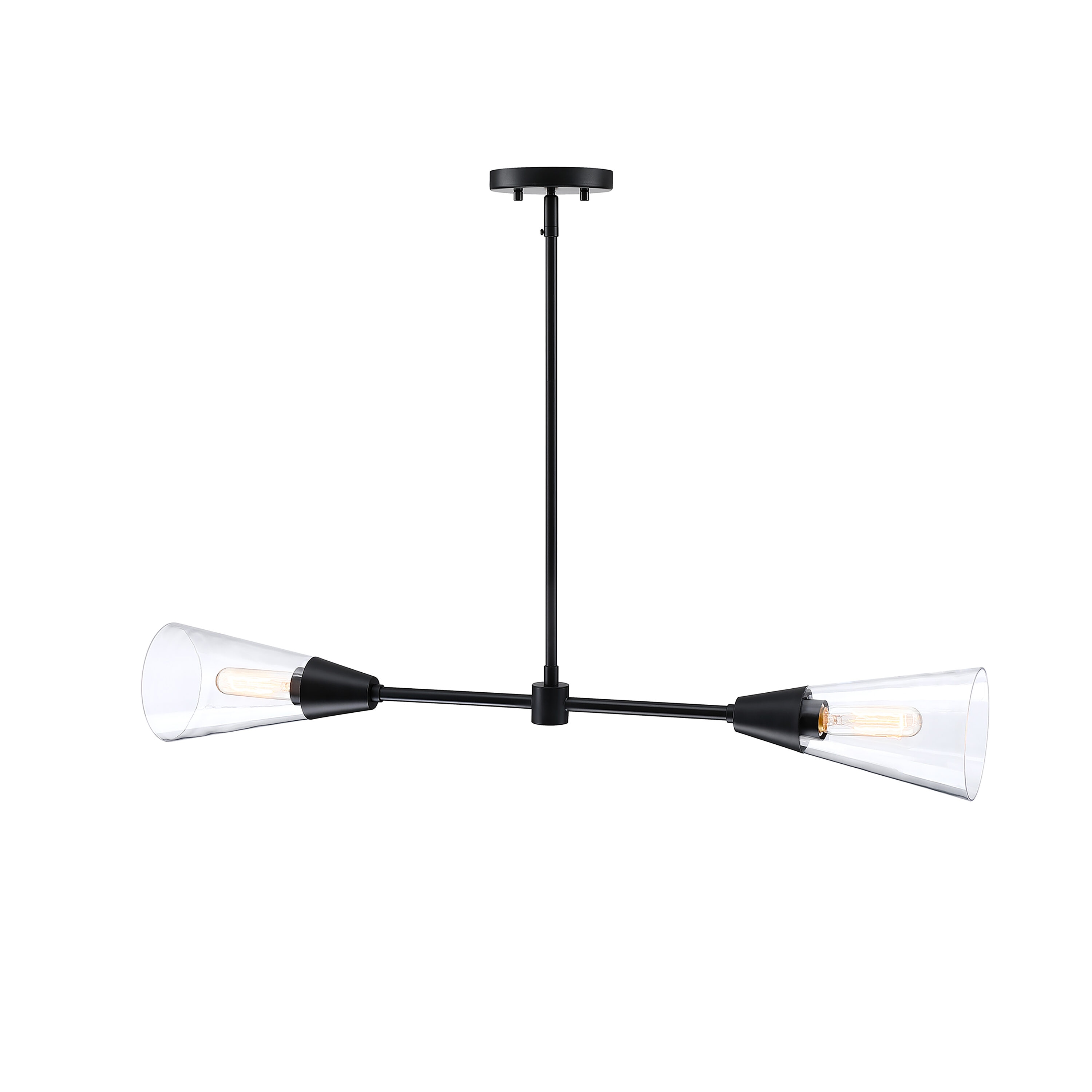 Norro Matte Black 36" Modern Glass Island Pendant