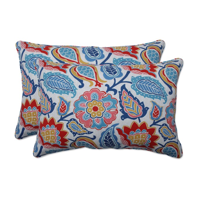 Blue Rectangular Throw Pillow, Outdoor Rectangular Accent Pillows