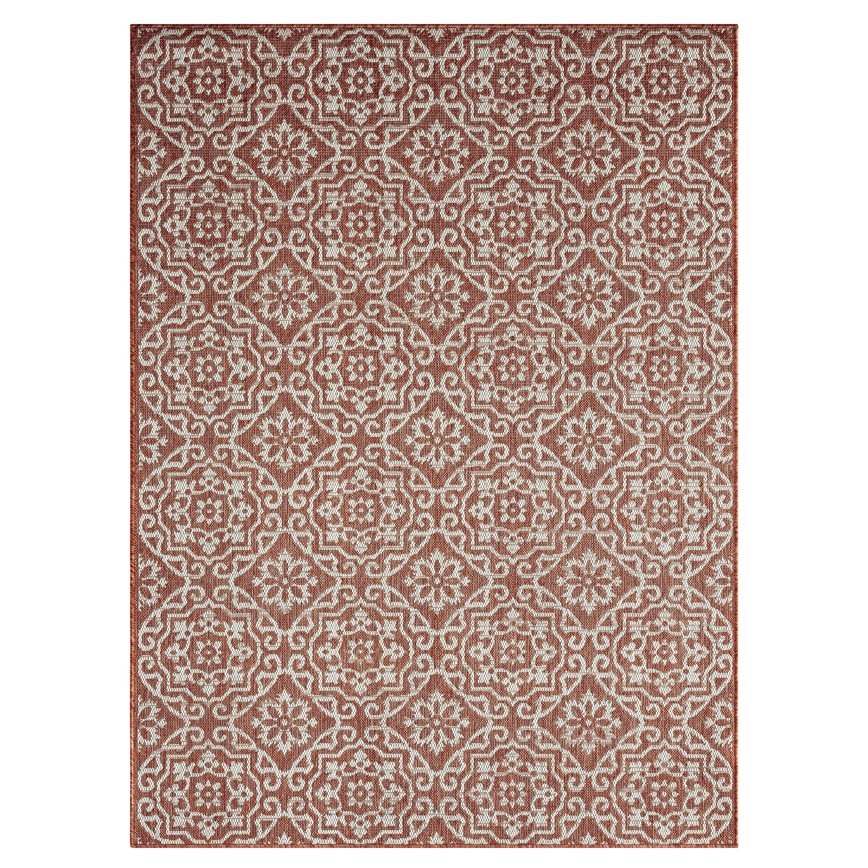 Nicole Miller 2-6681-209 5 x 7 (ft) Loomed Polypropylene Terracotta Rectangular Indoor/Outdoor Geometric Area rug