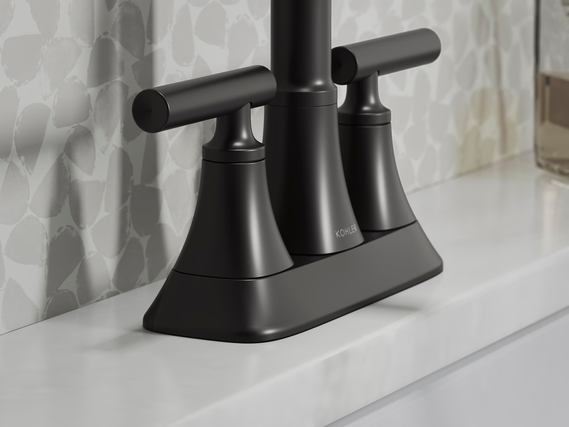 Kohler Rill Matte Black 4 In Centerset 2 Handle Watersense Bathroom Sink Faucet With Drain 3005