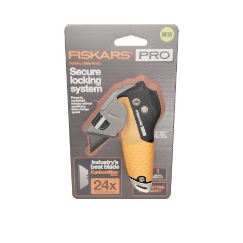 Fiskars PRO 1-Blade Retractable Utility Knife with with On Tool Blade Storage Fiskars PRO 1-Blade Retractable Utility Knife with with On Tool Blade Storage