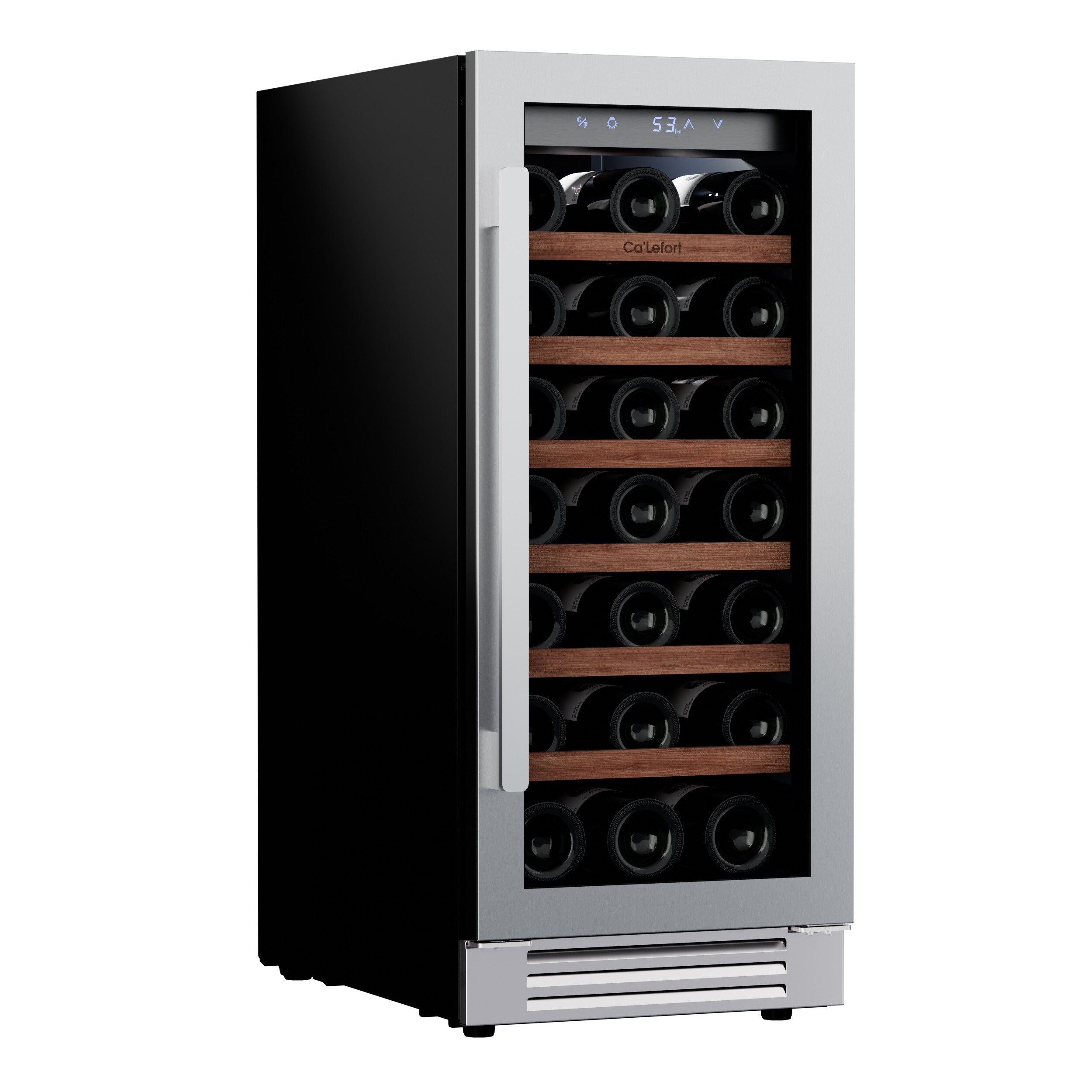 Ca'Lefort 15'' Stainless Steel 33-Bottle Wine Cooler with Glass Door