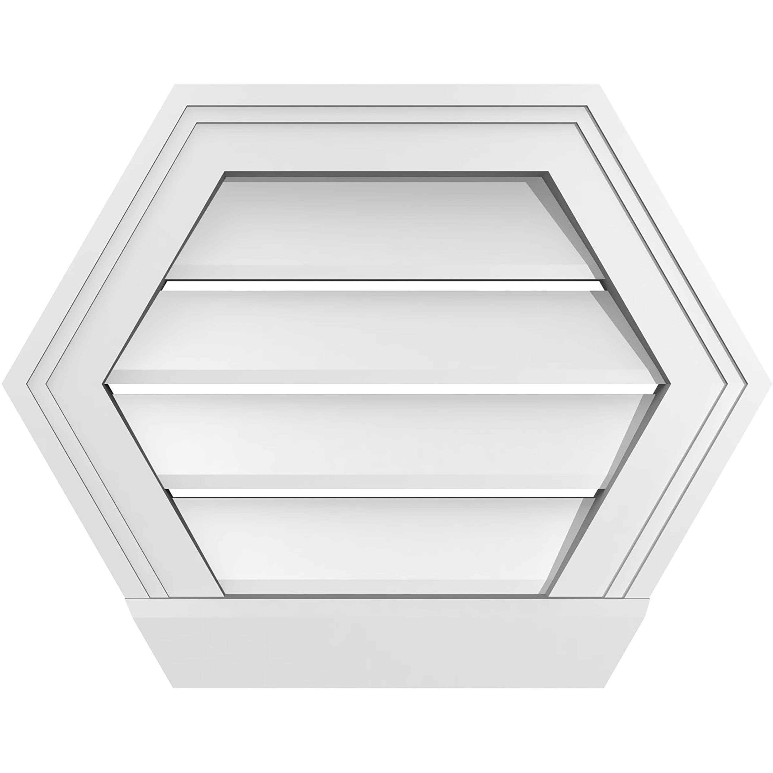 Ekena Millwork GVPHP18X1403SF 18-Inches x 14-Inches Off-white Peaked PVC Gable Louver Vent