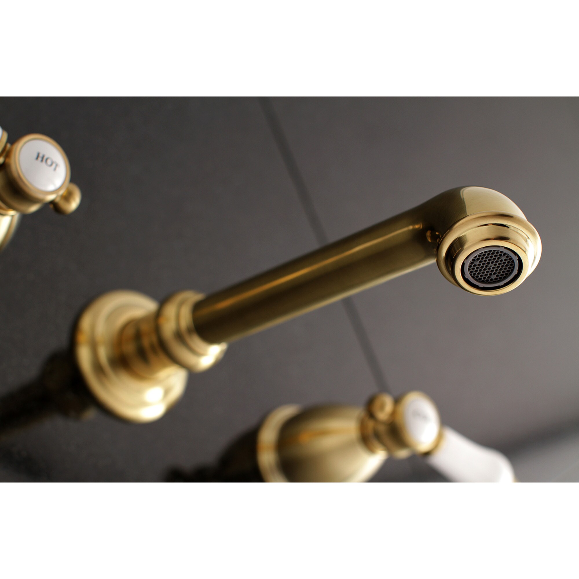 Kingston Brass WLKS7023BPL Bel-Air Antique brass 2-handle Wall-mount Low-arc Bathtub Faucet ( Valve Included )