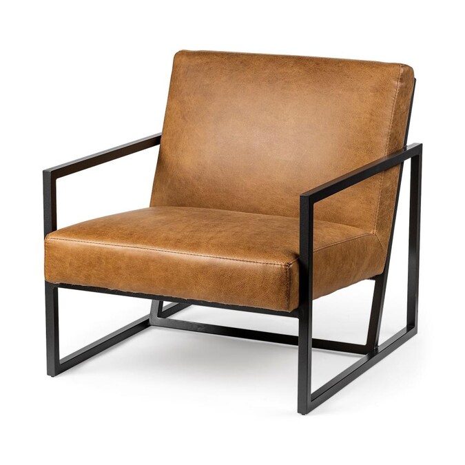 Mercana Armelle Industrial, Tan Leather Accent Chair Canada