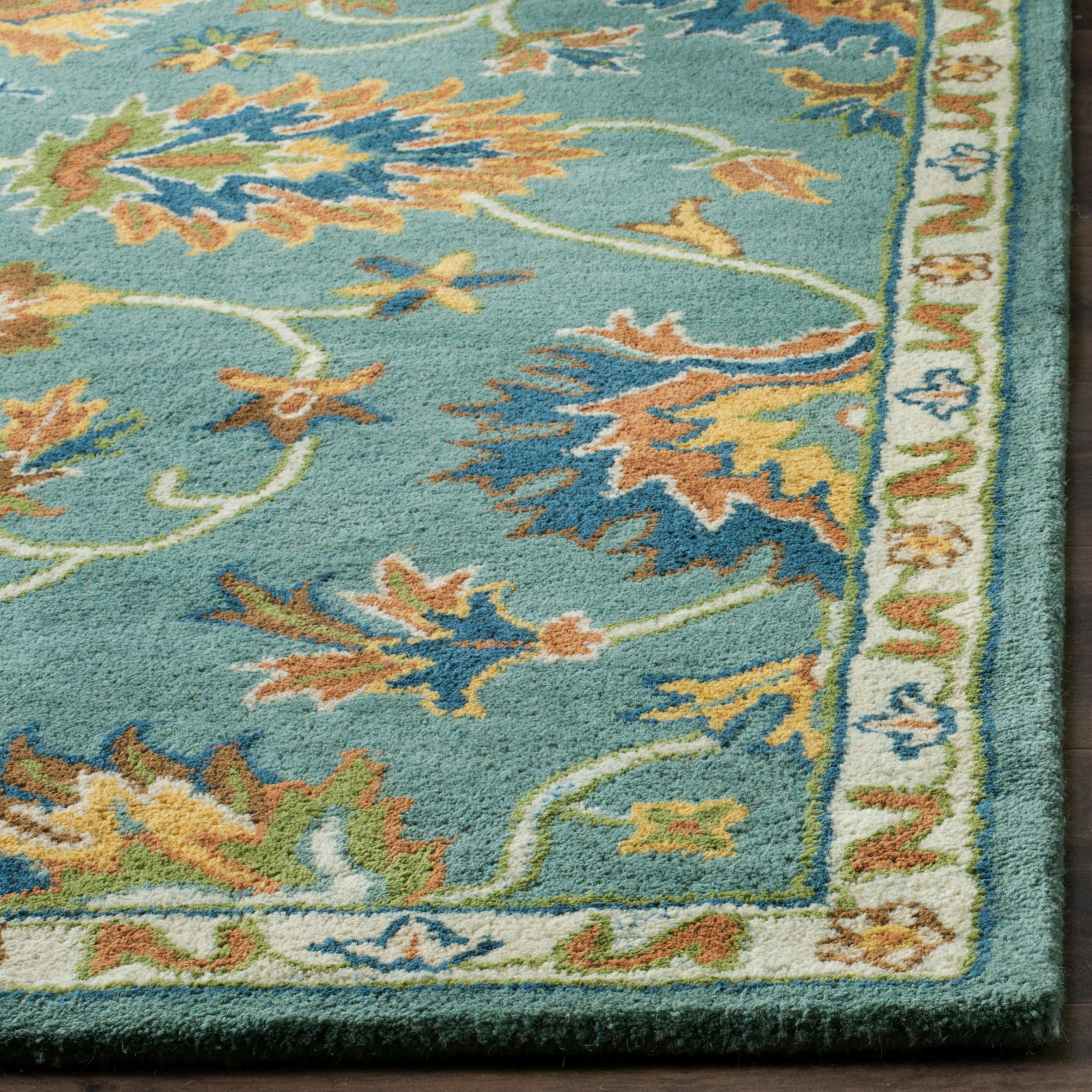 Luxe Heritage 6' Square Light Blue Hand-Tufted Wool Area Rug