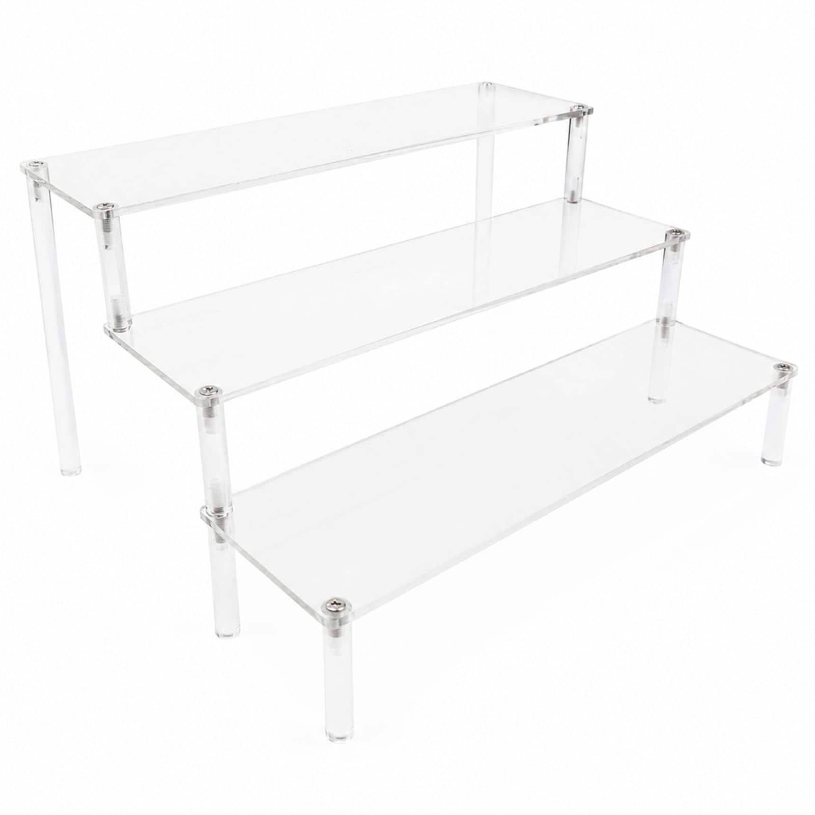 Aoibox  3 Tier Clear Acrylic Display Stand Riser for Perfume Figures Cupcakes Collectibles and Jewelry
