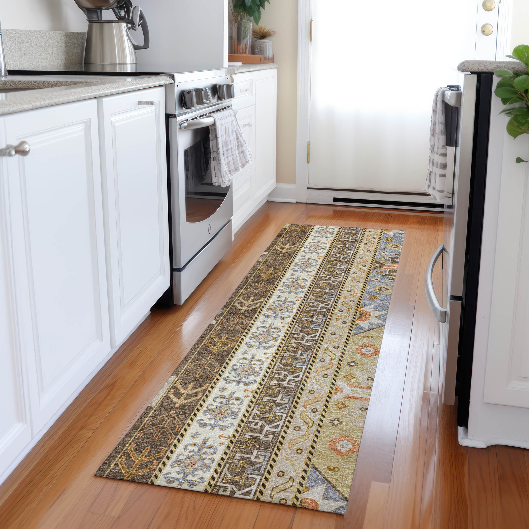 Addison Rugs ACN1015BR2X8 Chantille ACN1015BR 2 x 7 (ft) Polyester Brown Rectangular Indoor/Outdoor Geometric Machine washable Runner rug
