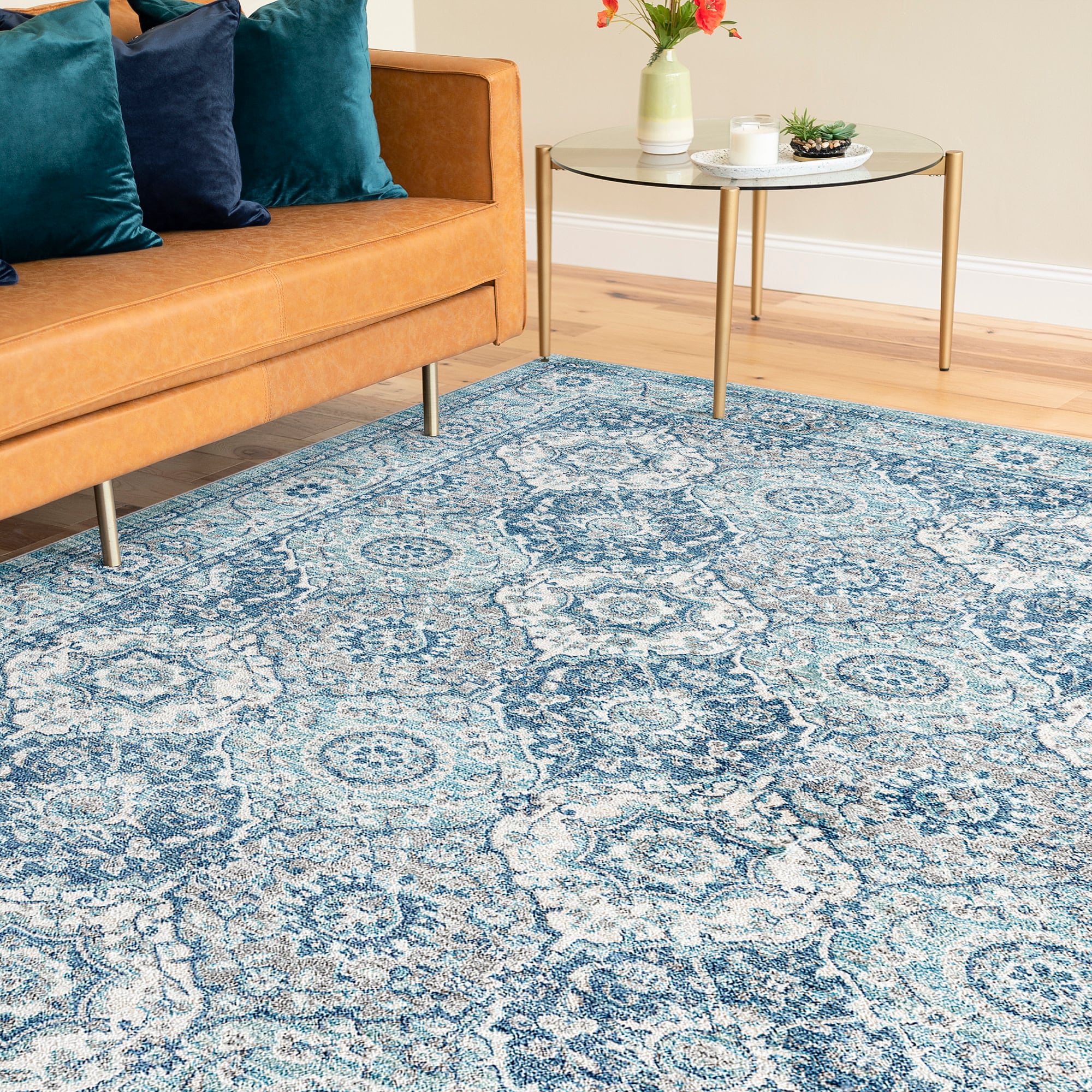 Tayse GRD6507 5X8 Garden 5 x 8 (ft) Loomed Polypropylene Navy Rectangular Indoor Area rug