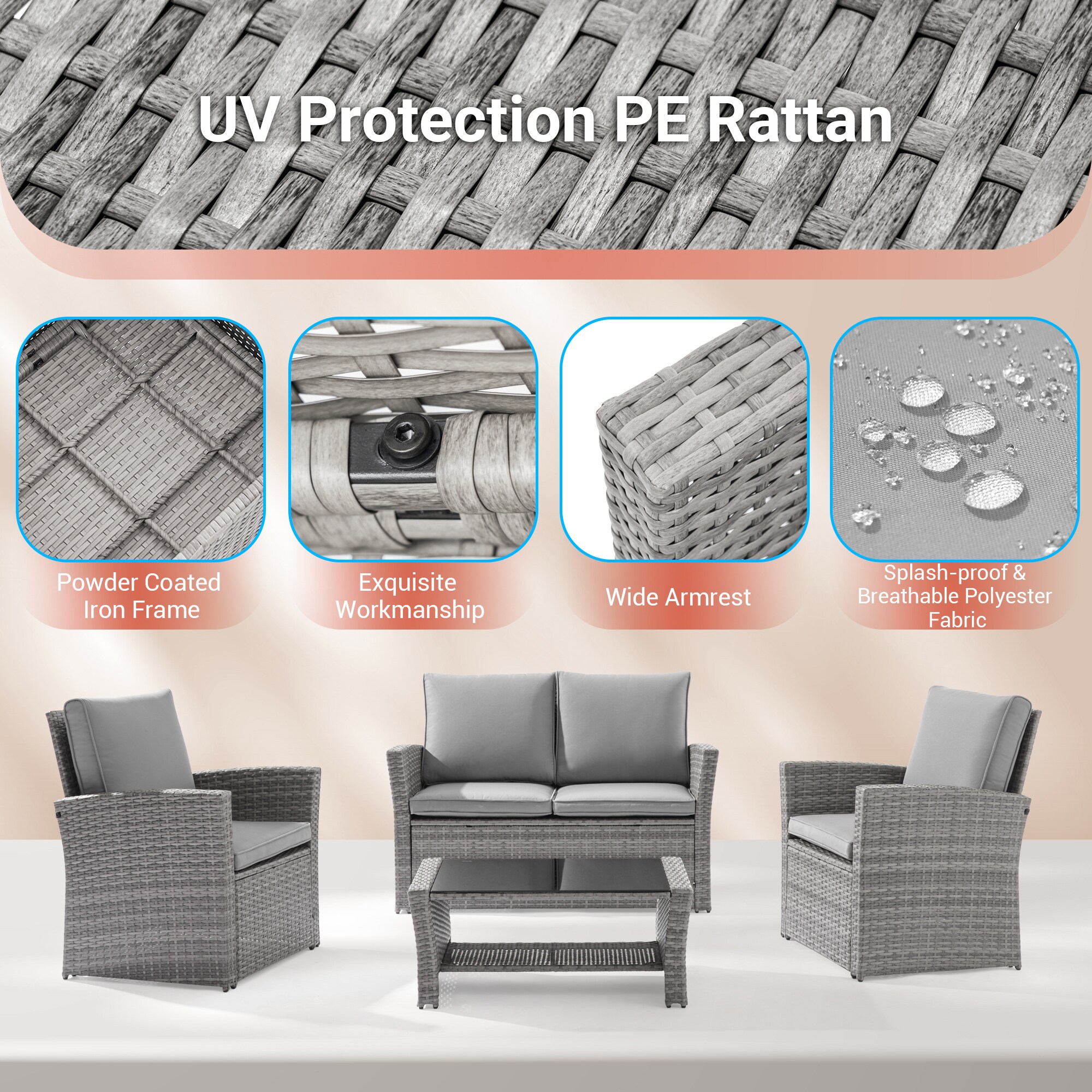 ACEGOSES LW-F600HGY Patio-Conversation-Sets - View #2