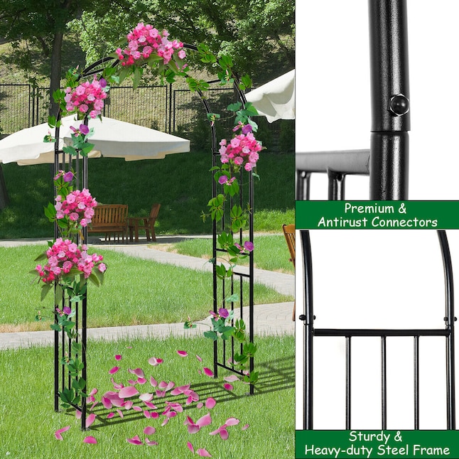 WELLFOR ZY Garden Arch 3.92-ft W x 7.2-ft H Black Garden Arbor at Lowes.com