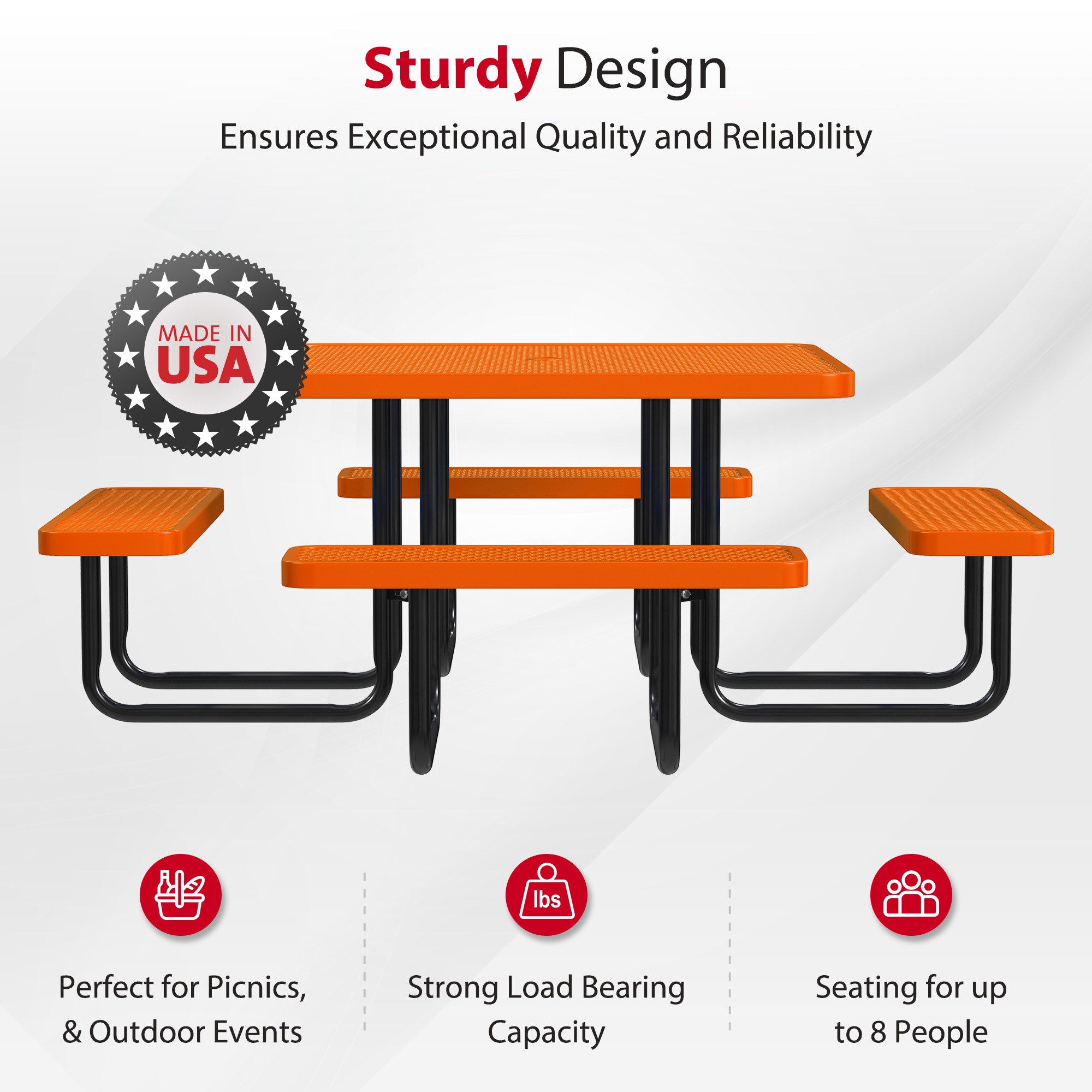 LeisureCraft T46SQP-ORANGE Picnic-Tables - View #3
