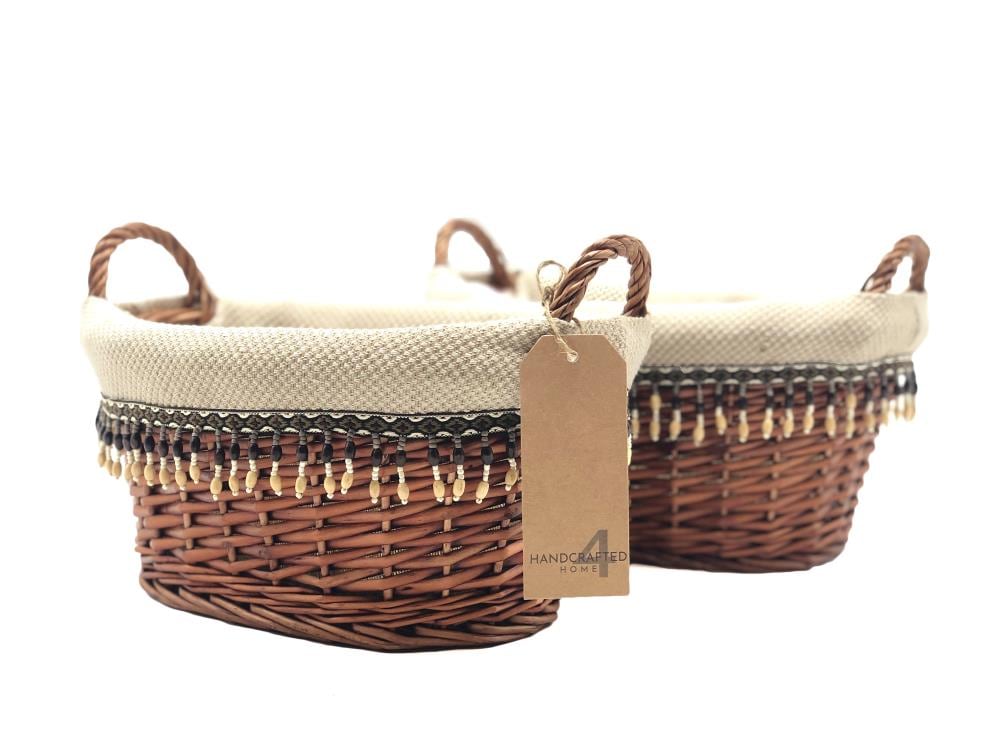 Handcrafted 4 Home GLNY1010 2-Pack 13-in W x 6.3-in H x 9-in D Multi Color Wicker Stackable Basket