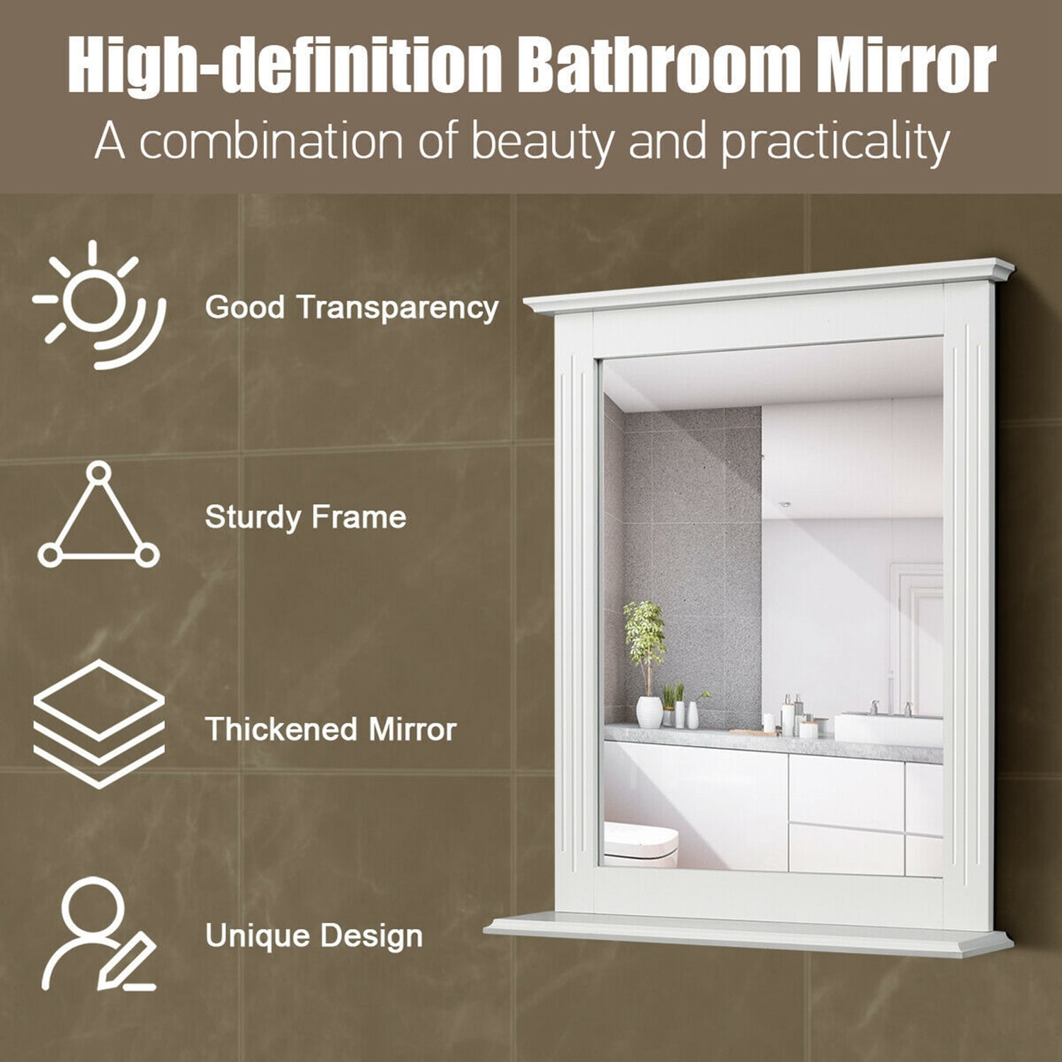 Forclover HYFC-BA553WH Framed-Bath-Mirrors - View #9