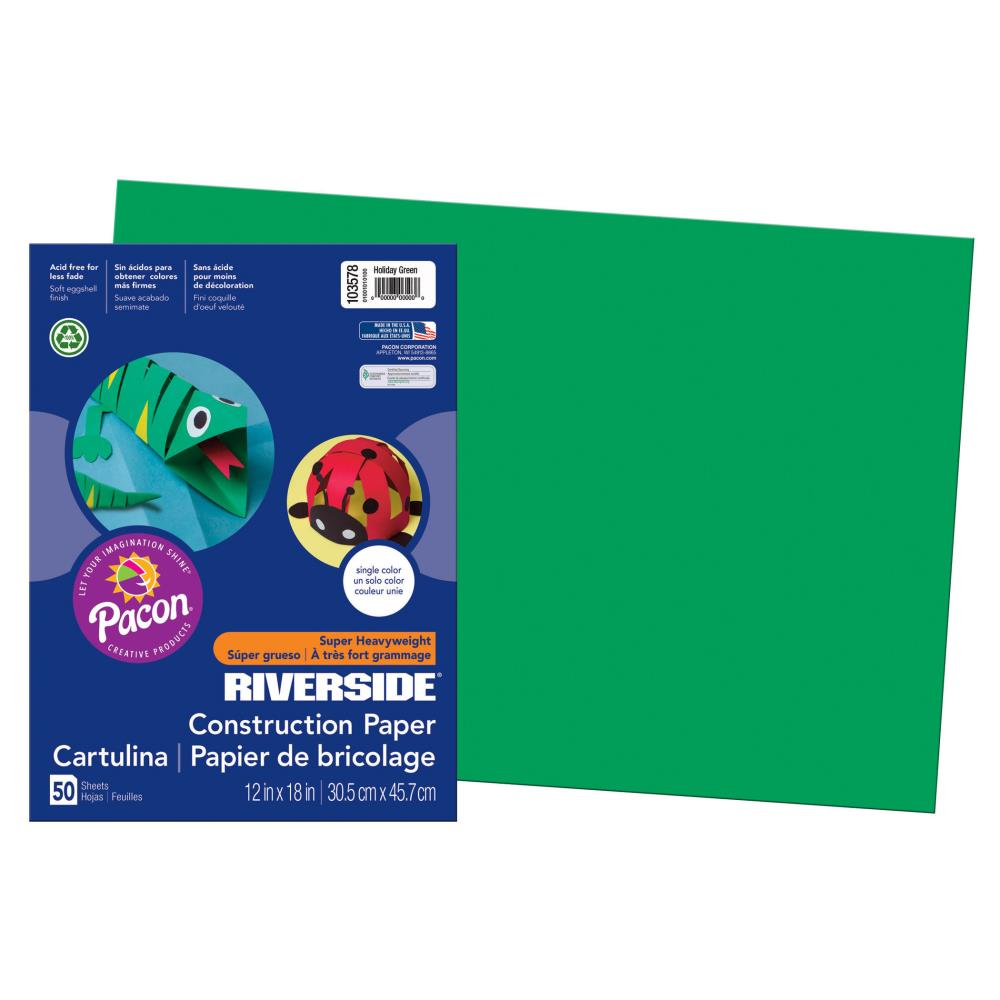 Riverside 3D Construction Paper, Holiday Green, 12 x 18 -in, 50 Sheets Per  Pack, 5 Packs at