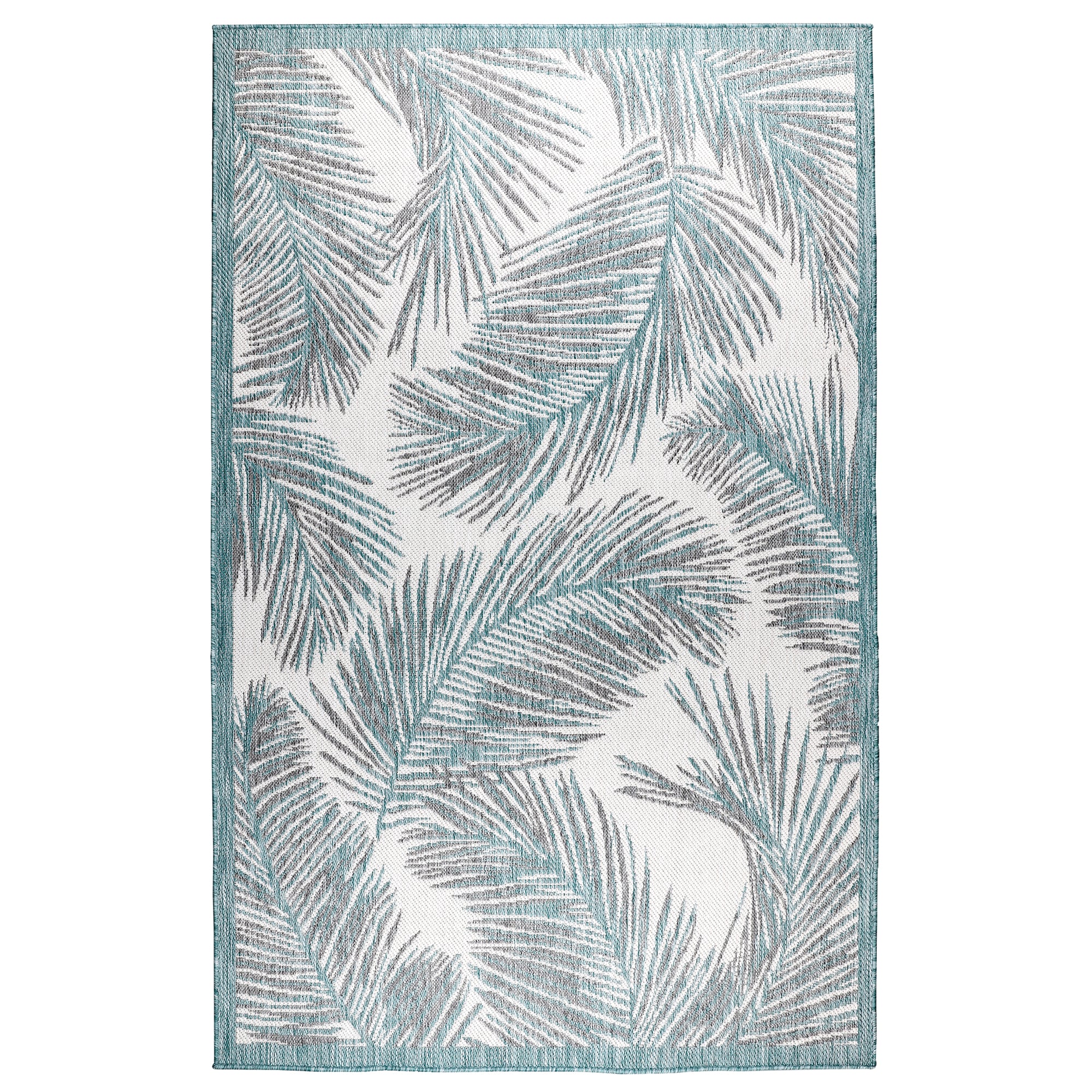 Liora Manne Malibu Aqua Round Indoor/Outdoor Floral/Botanical Area Rug ...