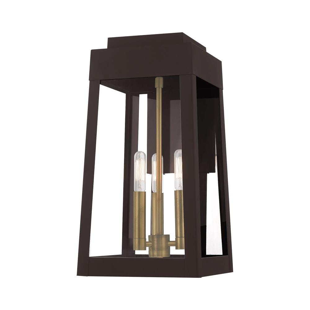 Livex Lighting 20855-07 Oslo 3 -Light 16-in H Matte Bronze Hardwired Outdoor Wall Light