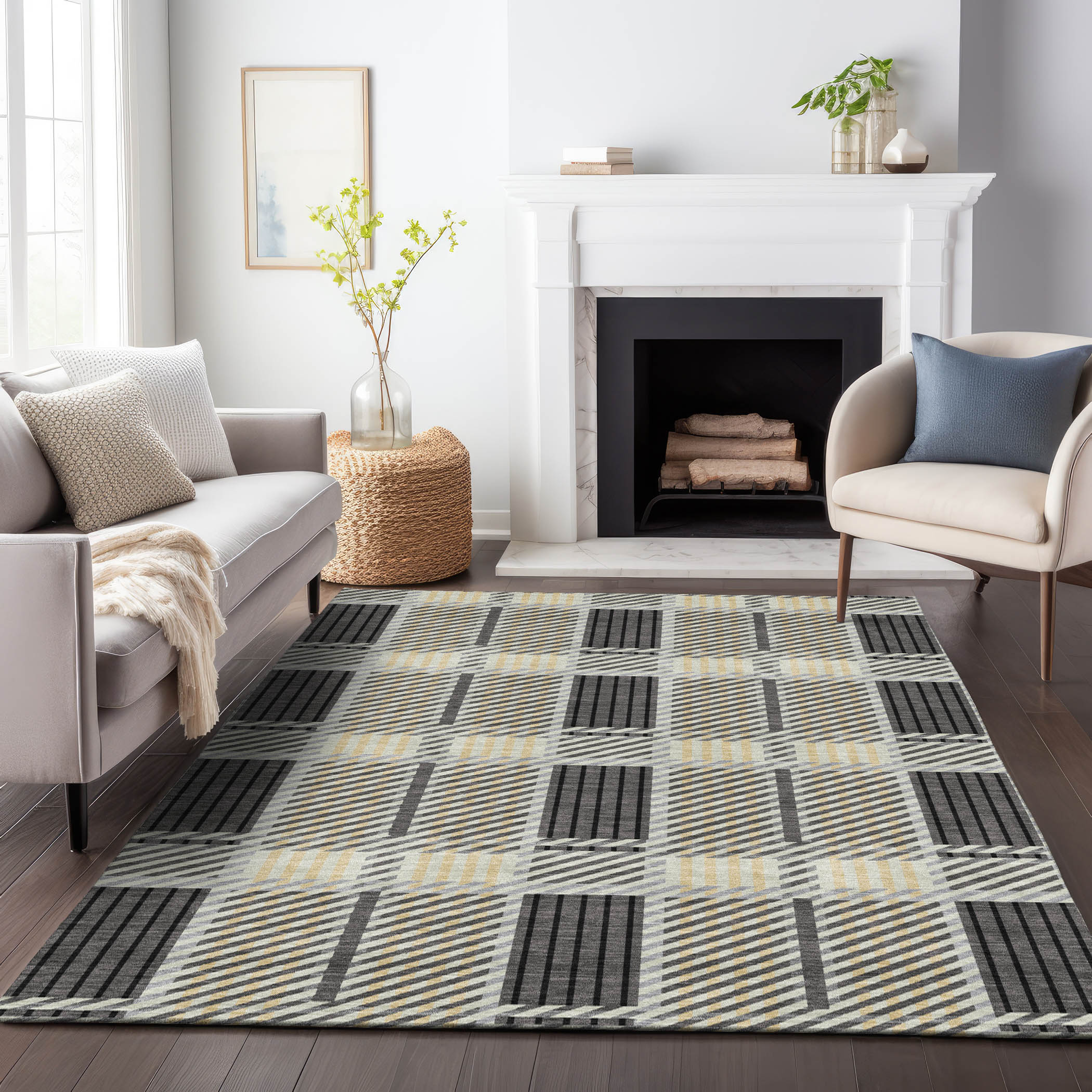 Addison Rugs ACN1000GY10X14 Chantille ACN1000GY 10 x 14 (ft) Polyester Gray Rectangular Indoor/Outdoor Geometric Machine washable Area rug