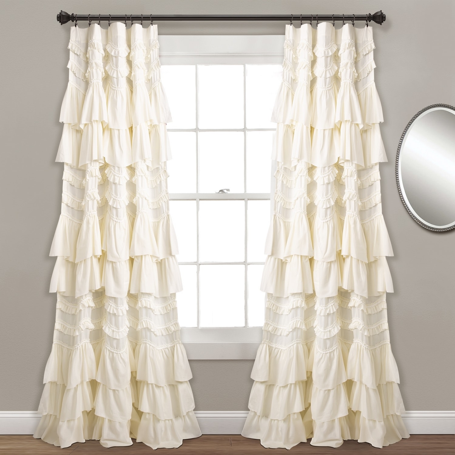 Lush Decor 16T003180 84-in Ivory Rod pocket Single curtain panel