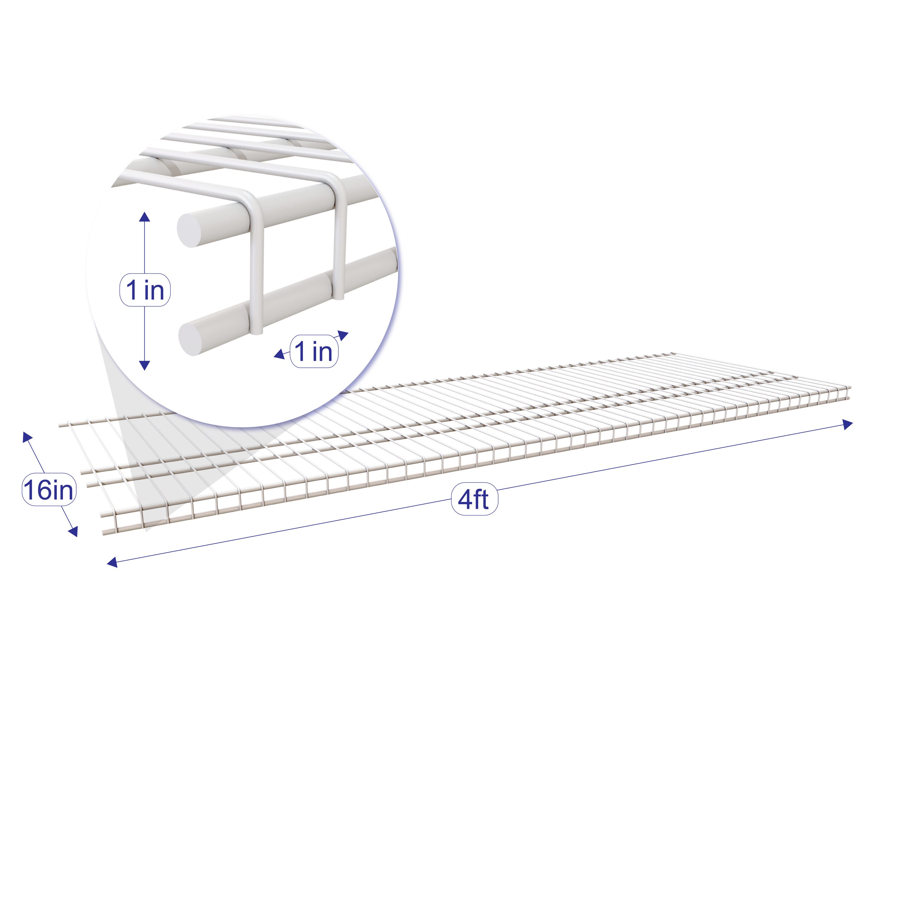 Rubbermaid Linen 4-ft x 16-in White Universal Wire Shelf at