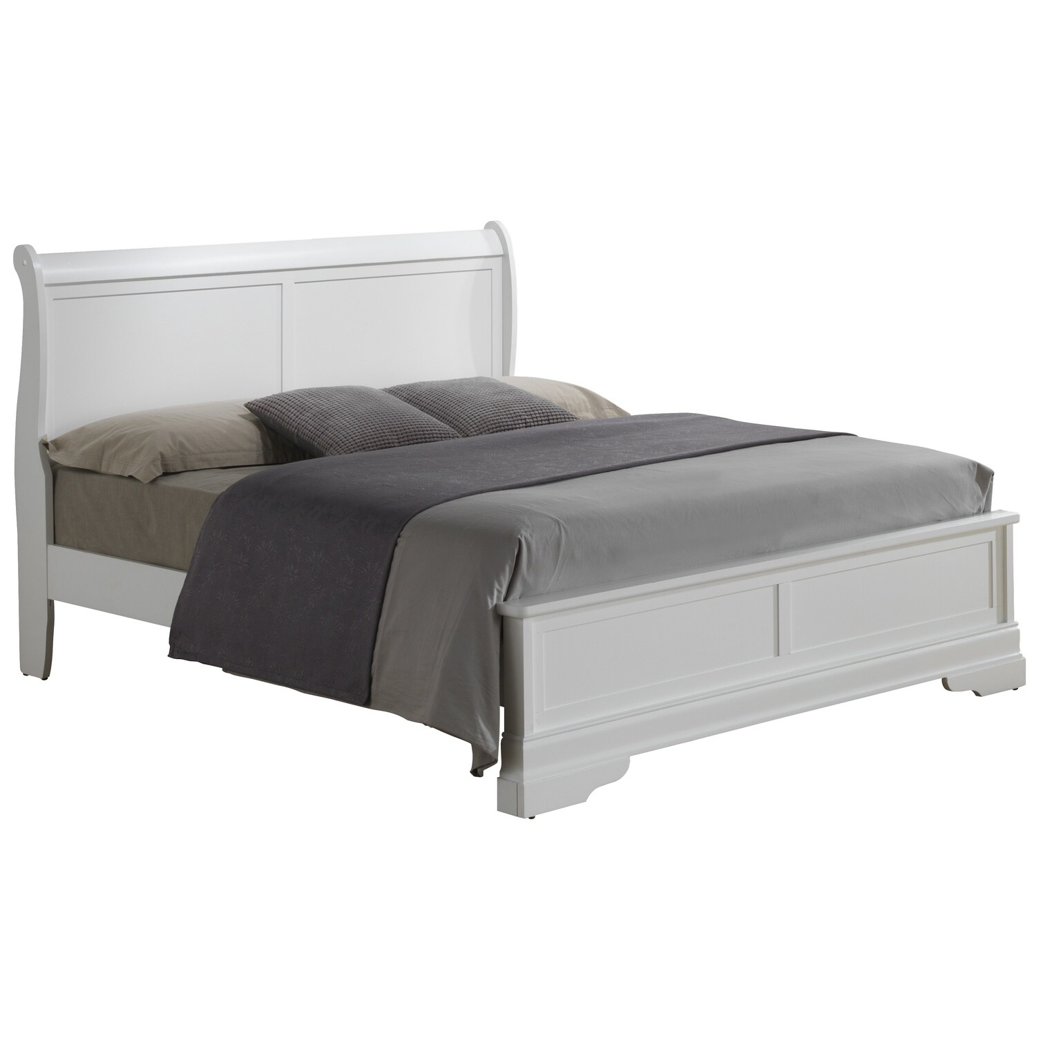 FlowLuxe White-Toned Particle Board King Bed Frame with Clean-Line ...