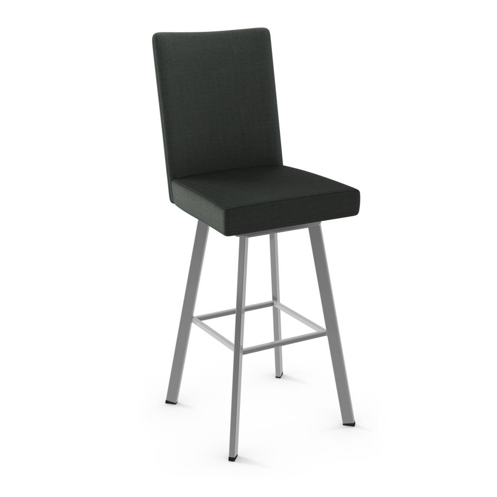 Amisco 41530-26WE/1B24BQF4 Elmira Black Polyester / Metallic Grey Metal 26.5-in H Counter height Upholstered Swivel Metal Bar Stool Back