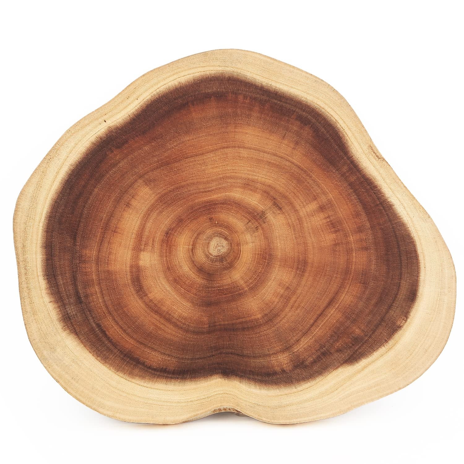 Etokfoks  Natural Acacia Wood Reversible Round Cutting Board 12 to 14 in Diameter for Serving Steak Pizza Fruit and Bread