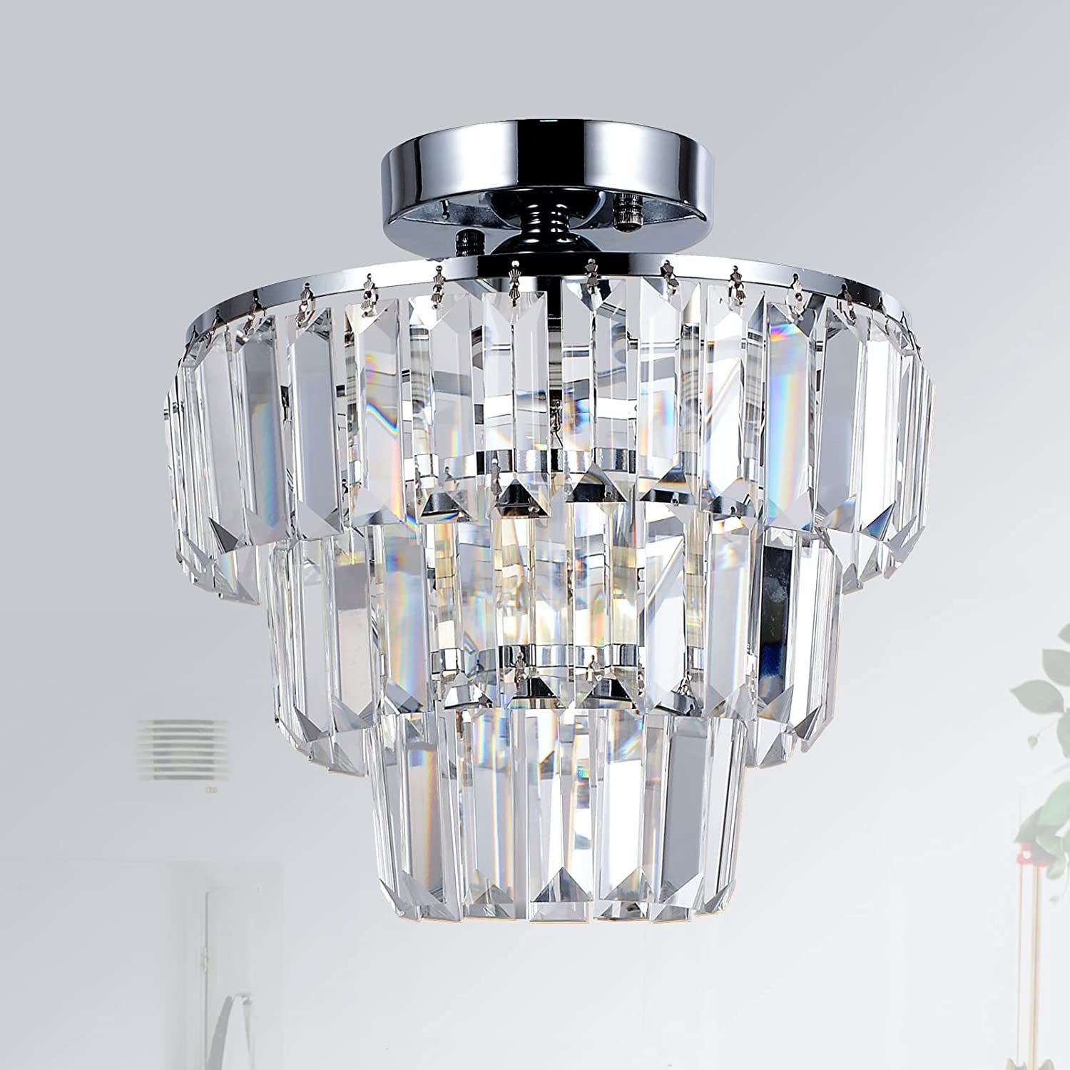 Afoxsos LWDX017 Flush Mount Chandelier 1 -Light 10.2-in Clear Flush Mount Light