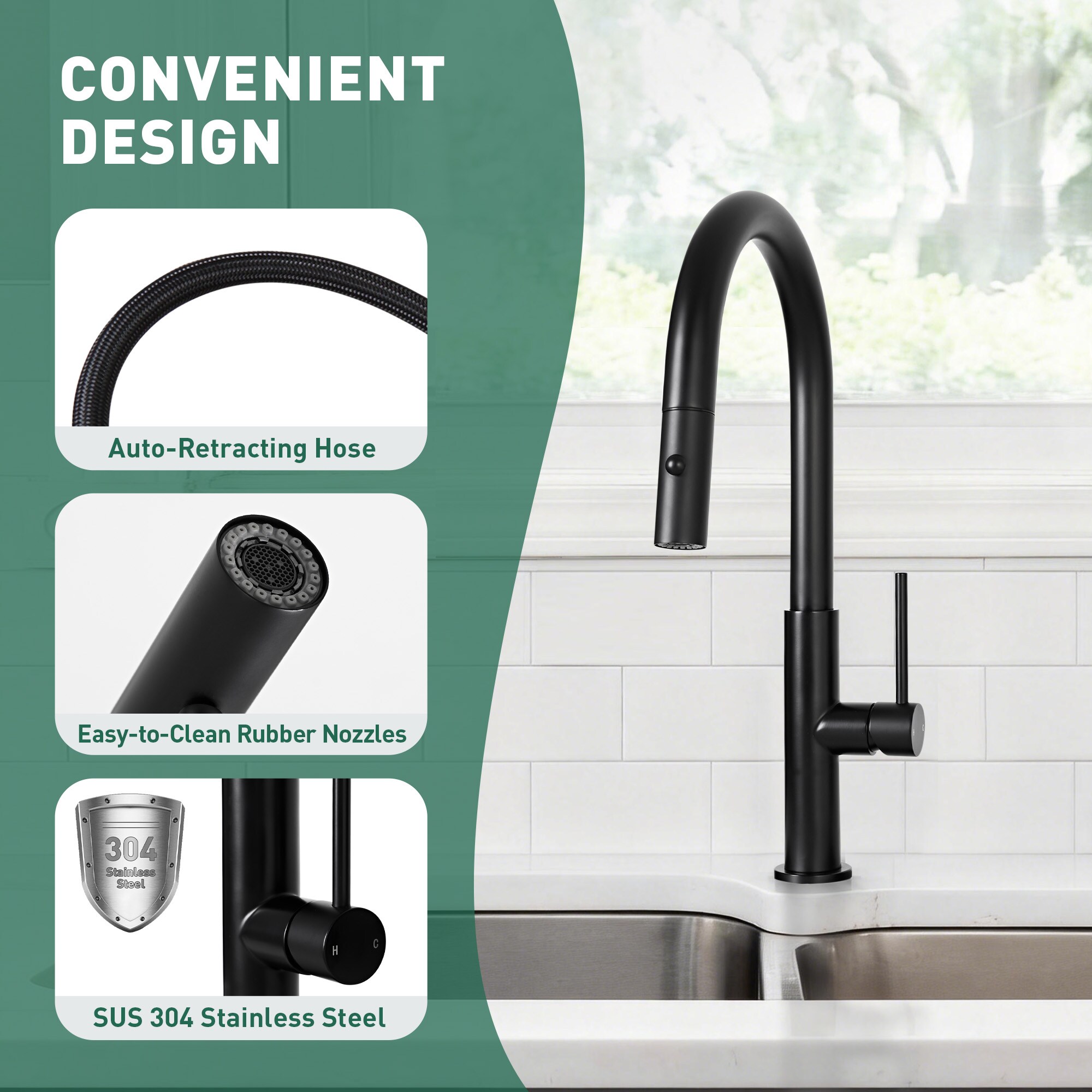 Nauxus NX-SS77326-BK Kitchen-Faucets - View #5