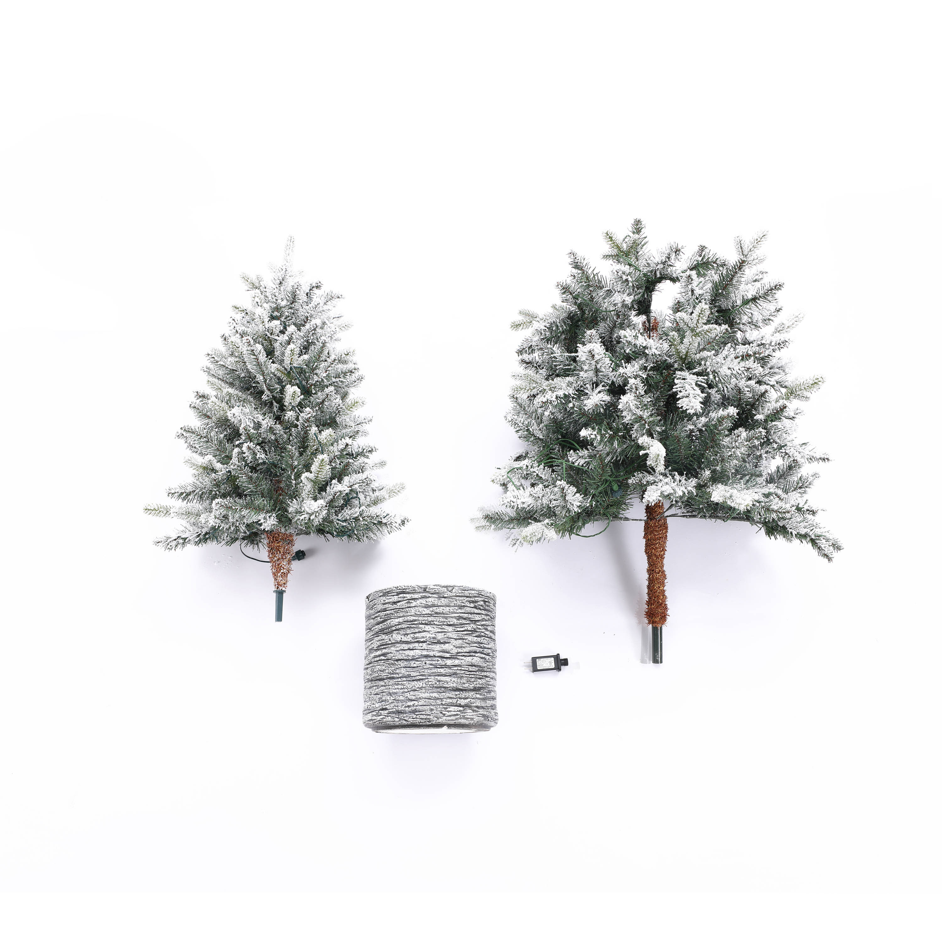 5.6 Ft Pre-Lit White Flocked Fir Christmas Tree with Gray Pot