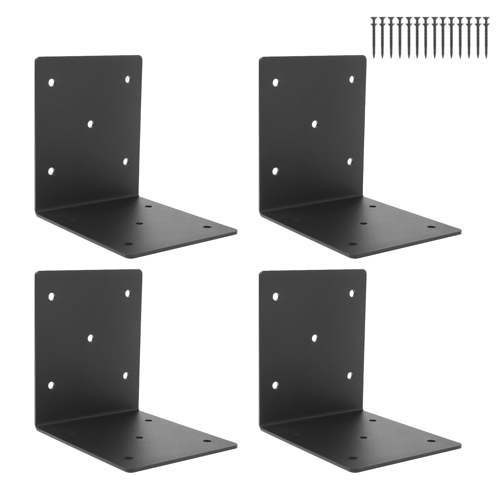 Afoxsos  4 PCS Heavy Duty Steel Corner Brackets 6 x6 x5 L Right Angle Bracket DIY L Shelf Brackets 90 Degree Post Bracket Metal Joint Timber