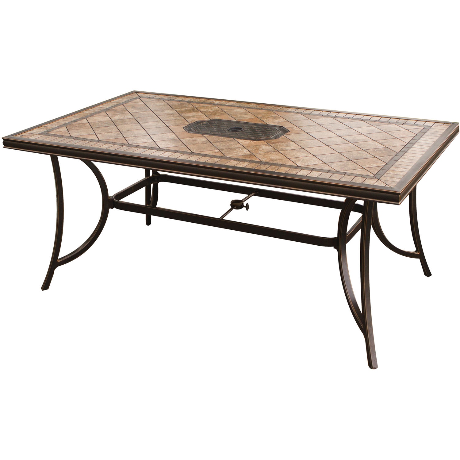 Monaco 7-Piece Brown and Tan Aluminum Outdoor Dining Set with Porcelain Table