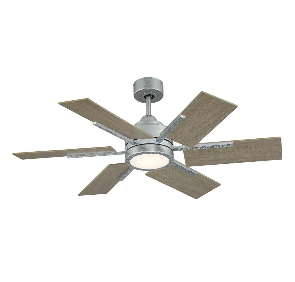  LW-SH610136 Galvanized Integrated LED Indoor Ceiling Fan with Light and Remote (6-Blade)