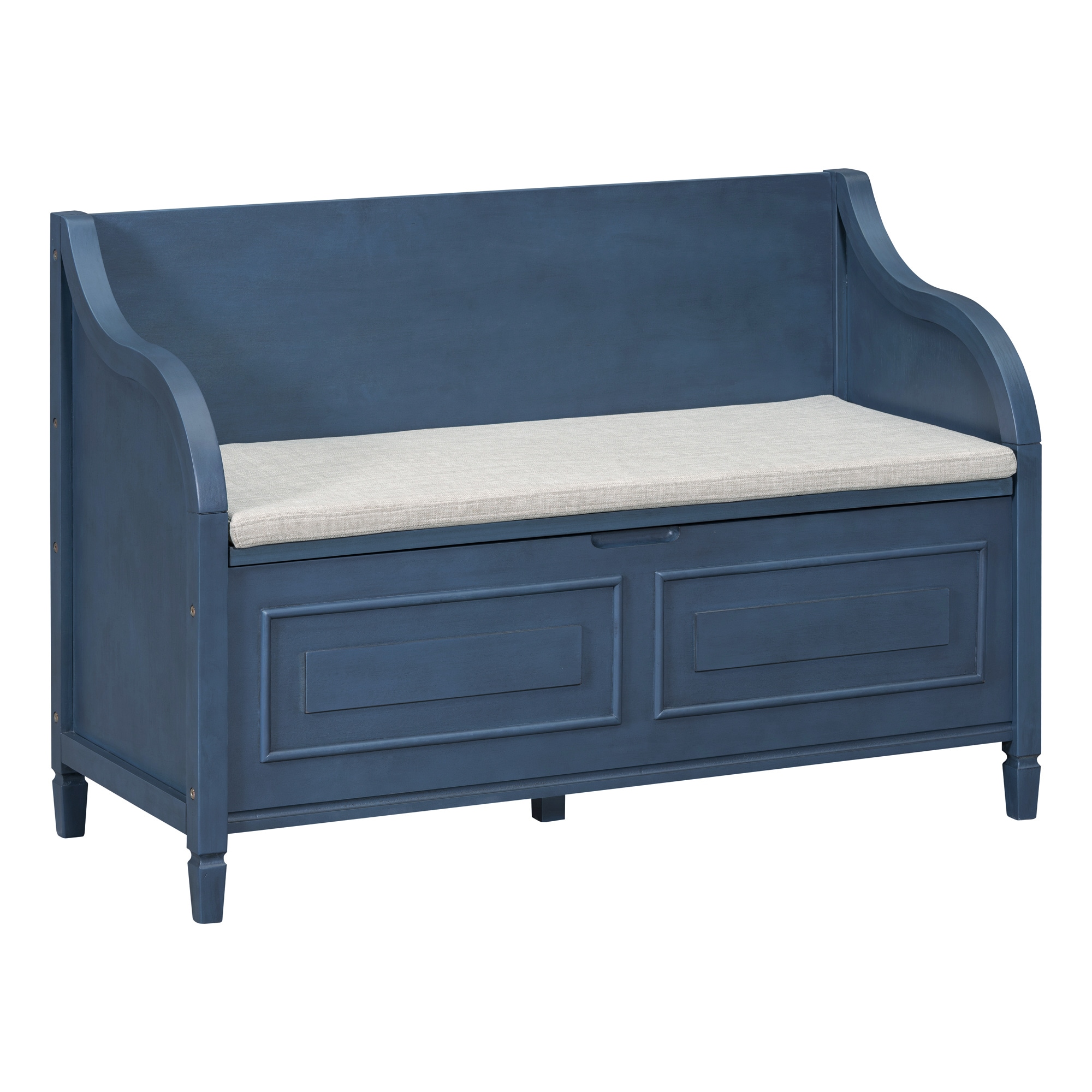 SINOFURN SYA330075BL Modern Blue Accent Bench with Storage 41.9-in x 17.9-in x 29.5-in
