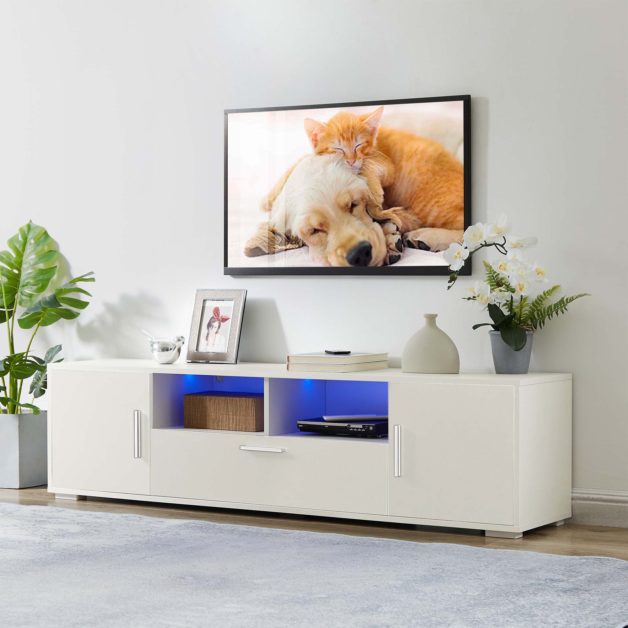 Fun Orange FUNS1TS20 TV Stand Modern/Contemporary White TV cabinet ( Accommodates TVs up to 70-in )