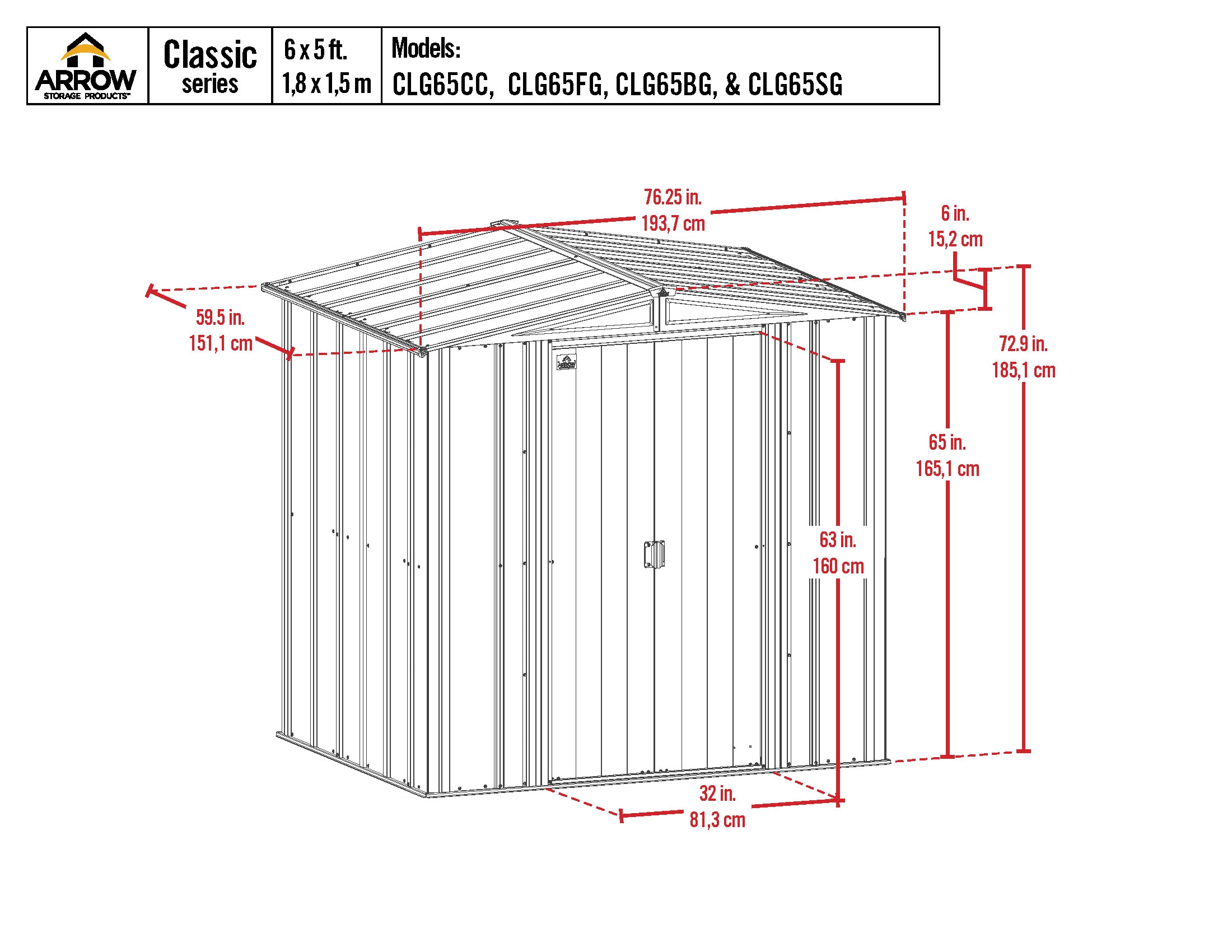 Arrow CLG65BG Metal-Storage-Buildings-Sheds - View #2