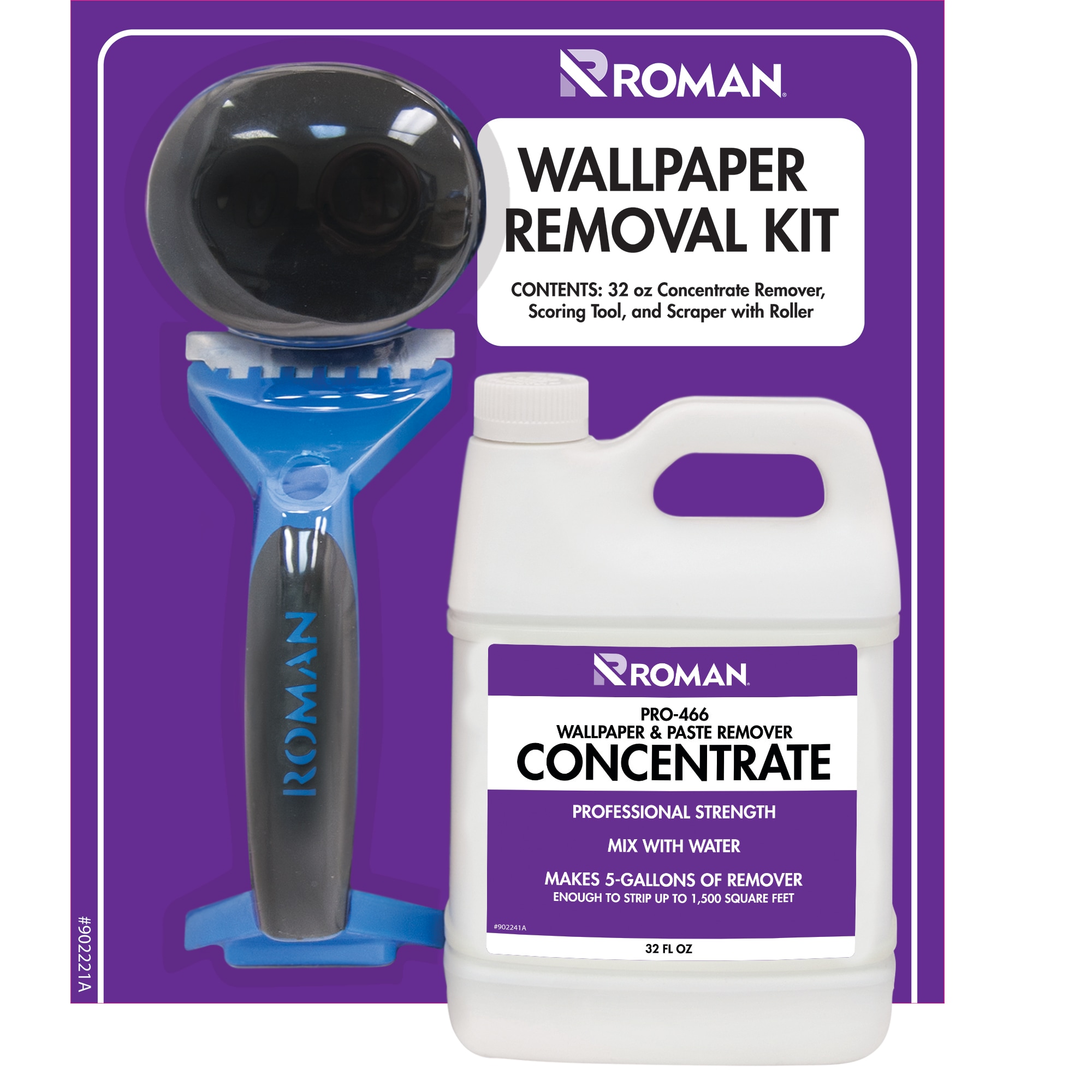 Roman Wallpaper Removal Kit - Includes Wallpaper Remover Concentrate,  Scoring Tool, and Scraper in the Wallpaper Tools department at