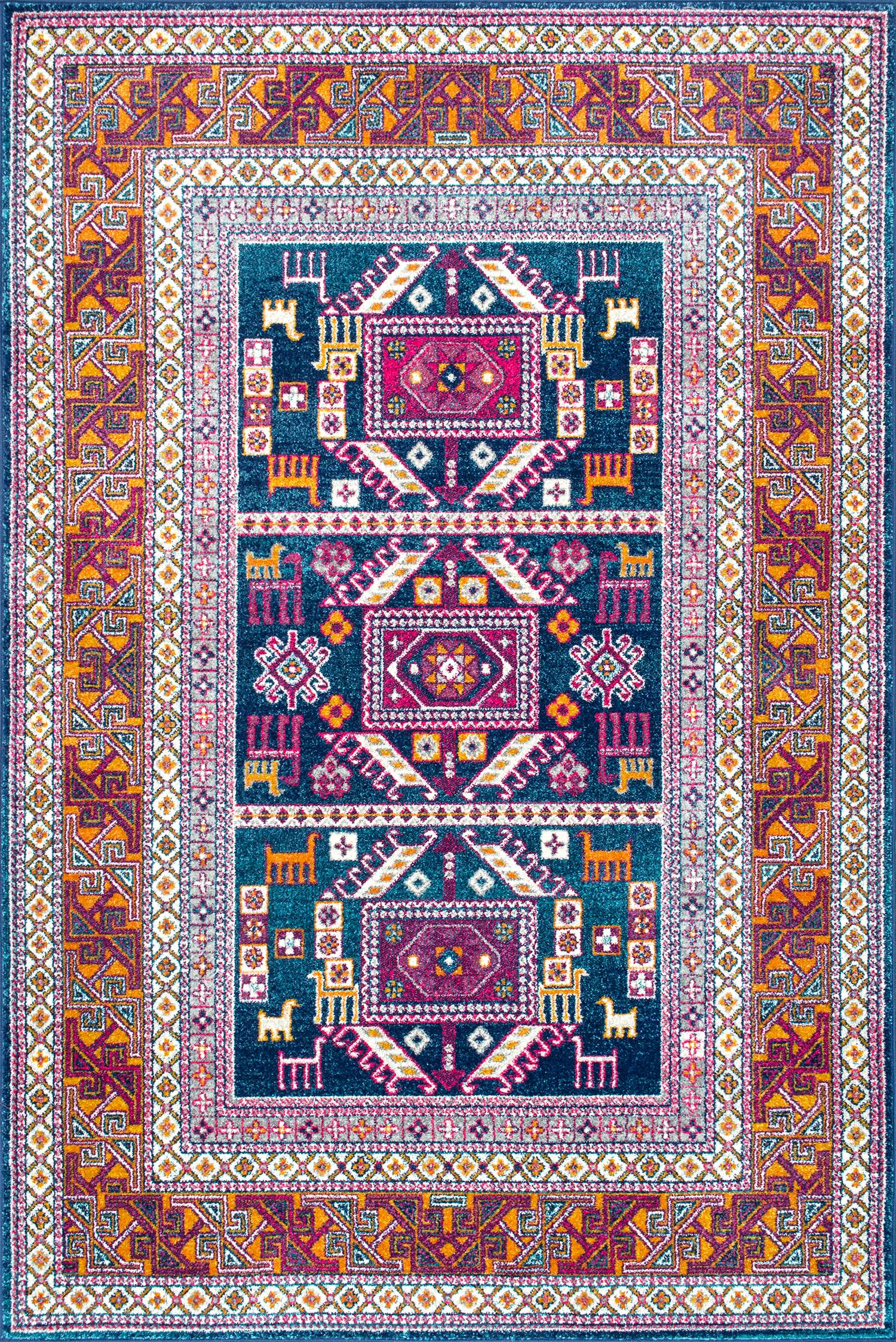 nuLOOM RZBD48A-S505 5 x 5 (ft) Loomed Polypropylene Navy Square Indoor Geometric Bohemian/Eclectic Area rug