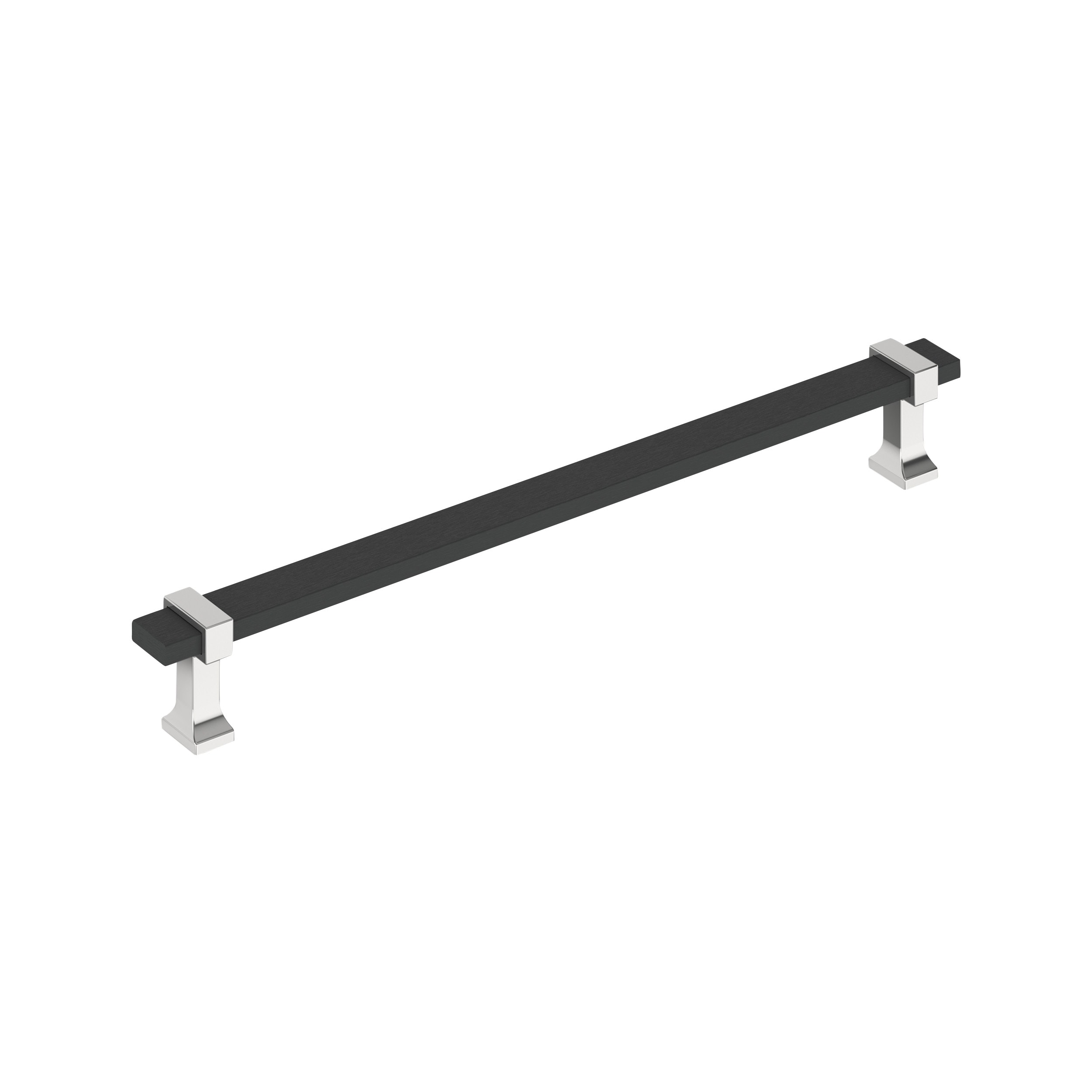 Amerock BP37084BMB26 Overton 12-in , 305mm Center to Center Brushed Matte Black/Polished Chrome Rectangular Bar For Use on Appliances Drawer Pulls