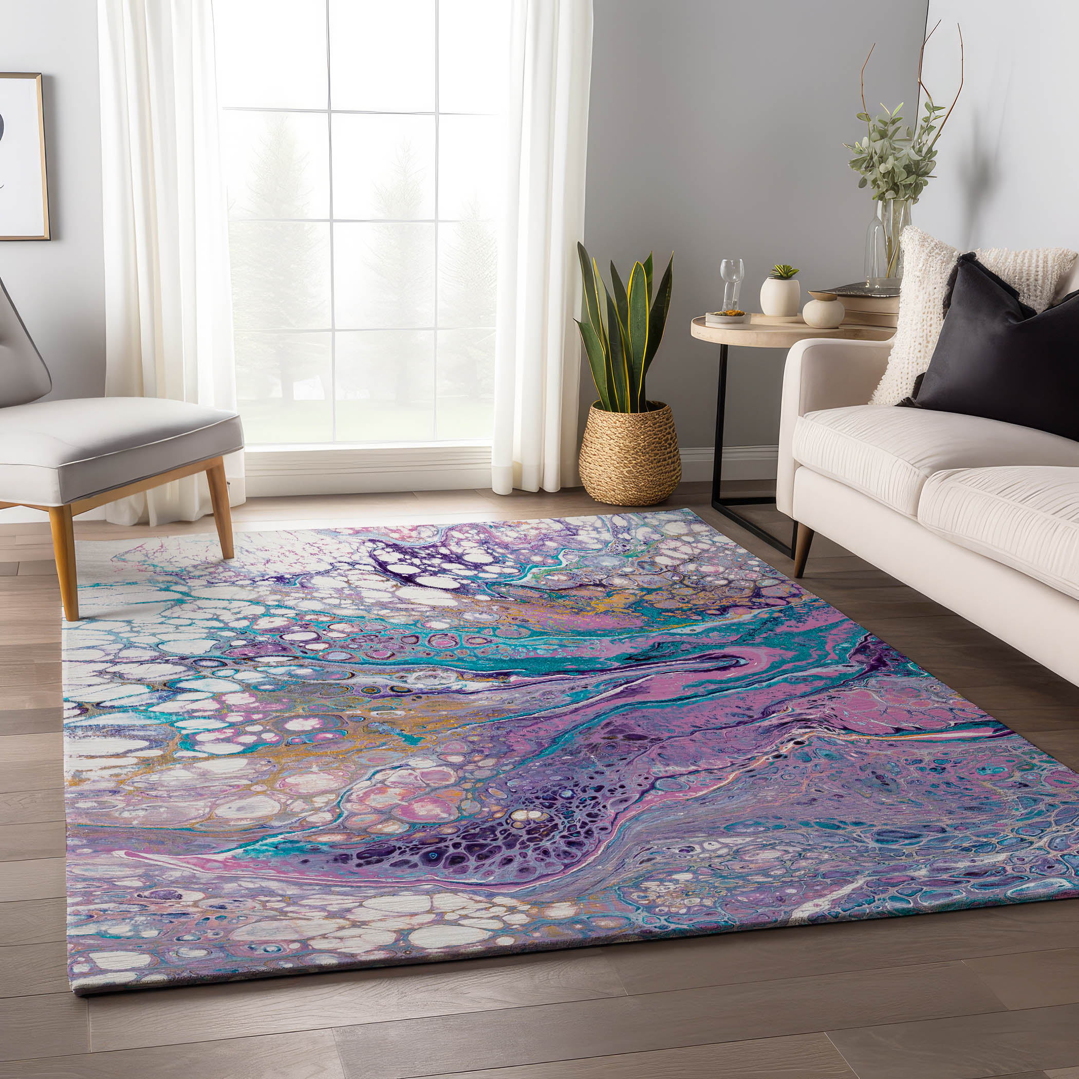 Addison Rugs AMF64PE9X12 Mayfield AMF64PE 9 x 12 (ft) Loomed Polyester Periwinkle Rectangular Indoor Abstract Machine washable Area rug
