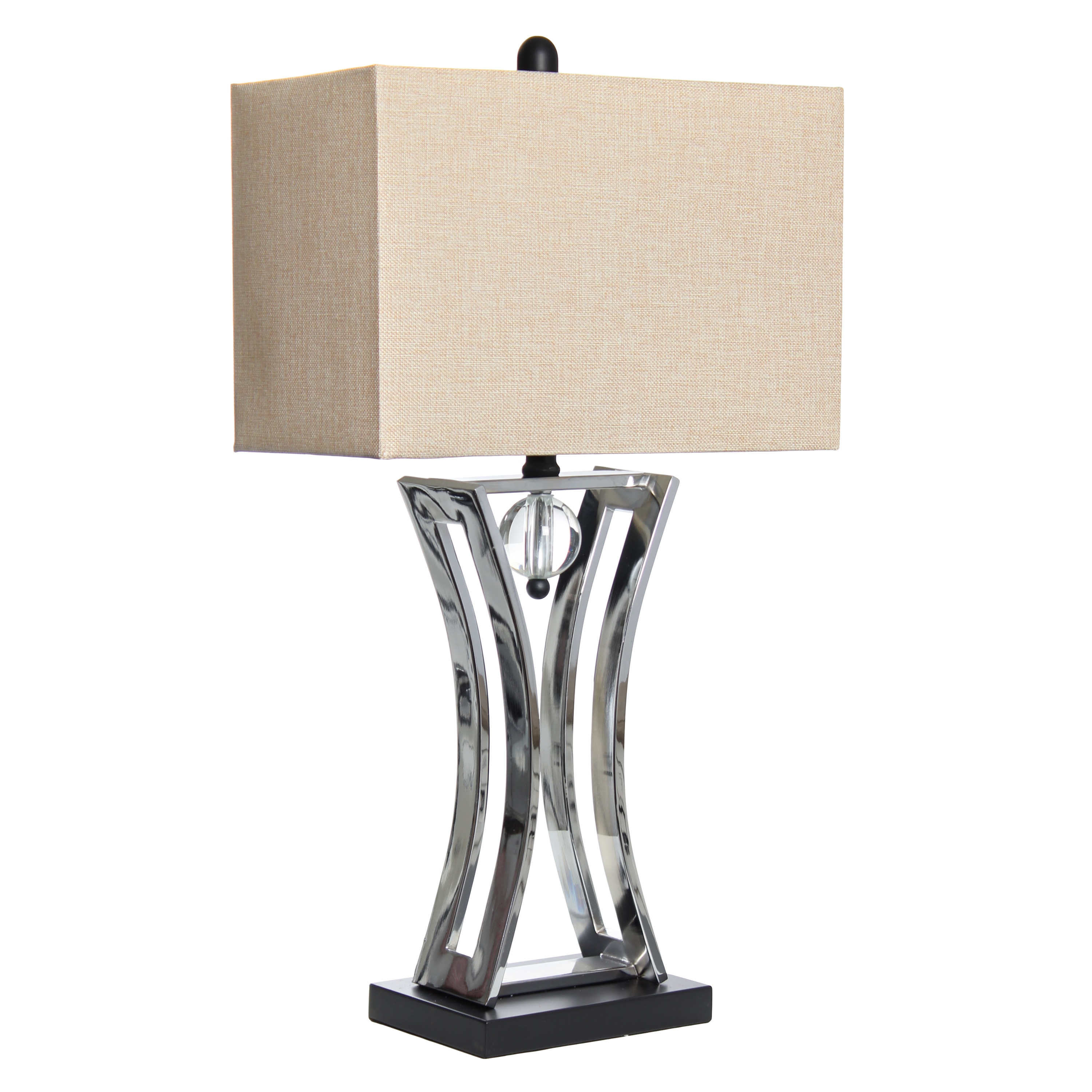 Lalia Home LHT-2003-CH 27.5-in Chrome LED Rotary socket Table Lamp with Fabric Shade