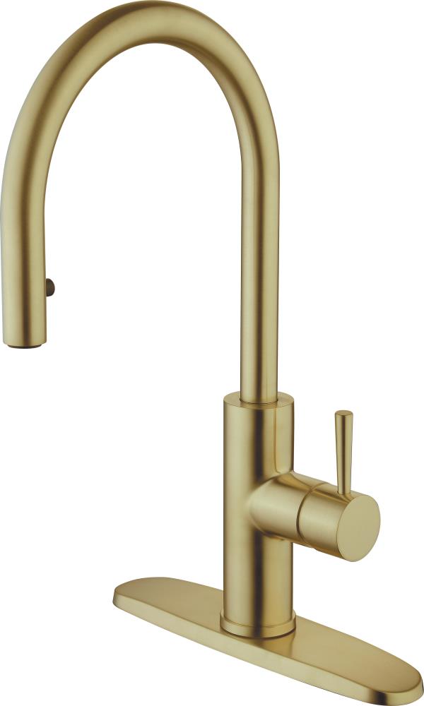 CMI 192-7168 Casmir Matte gold Single Handle Deck-mount Handle Commercial/Residential High-arc Kitchen Faucet with Sprayer ( Deck Plate Included )