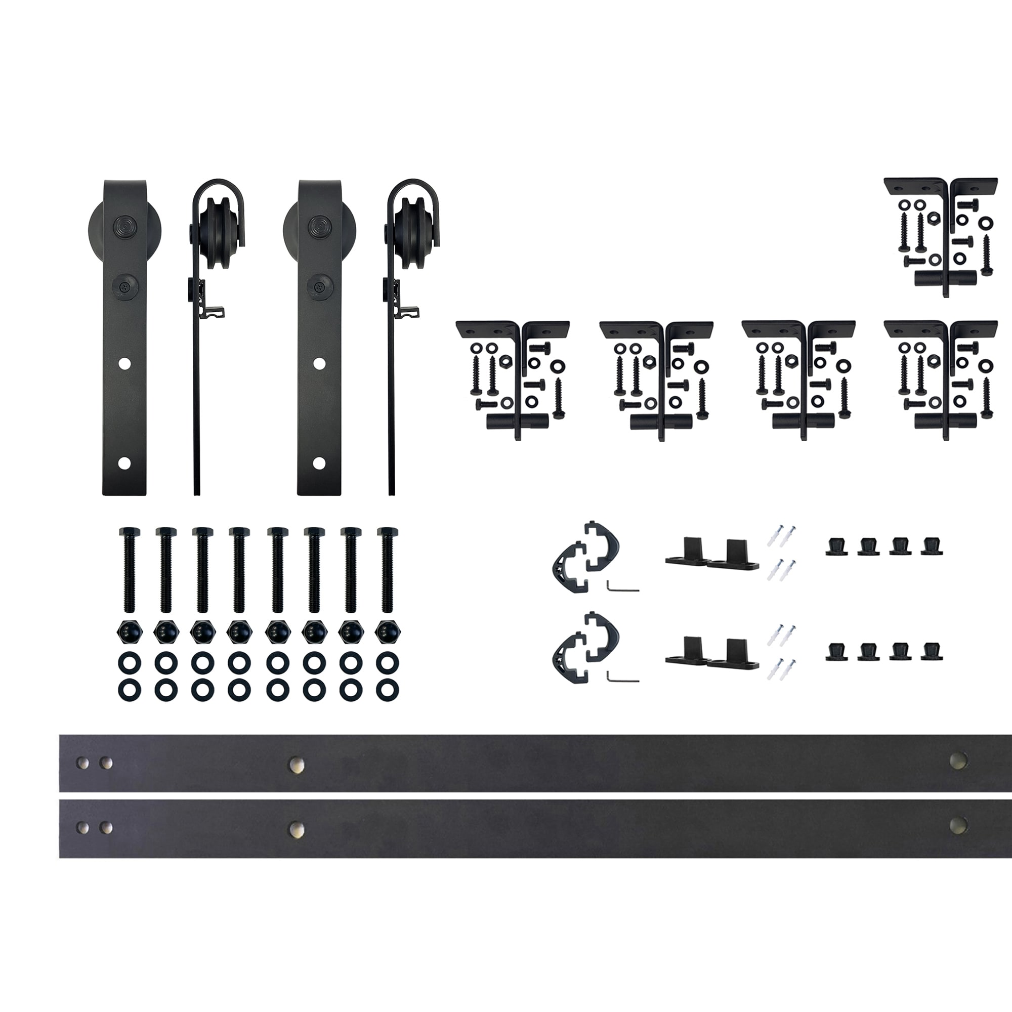 HOMACER CM-YT4TGH079C 79-in Rustic black Black Indoor J-strap Single bypass Barn door hardware kit
