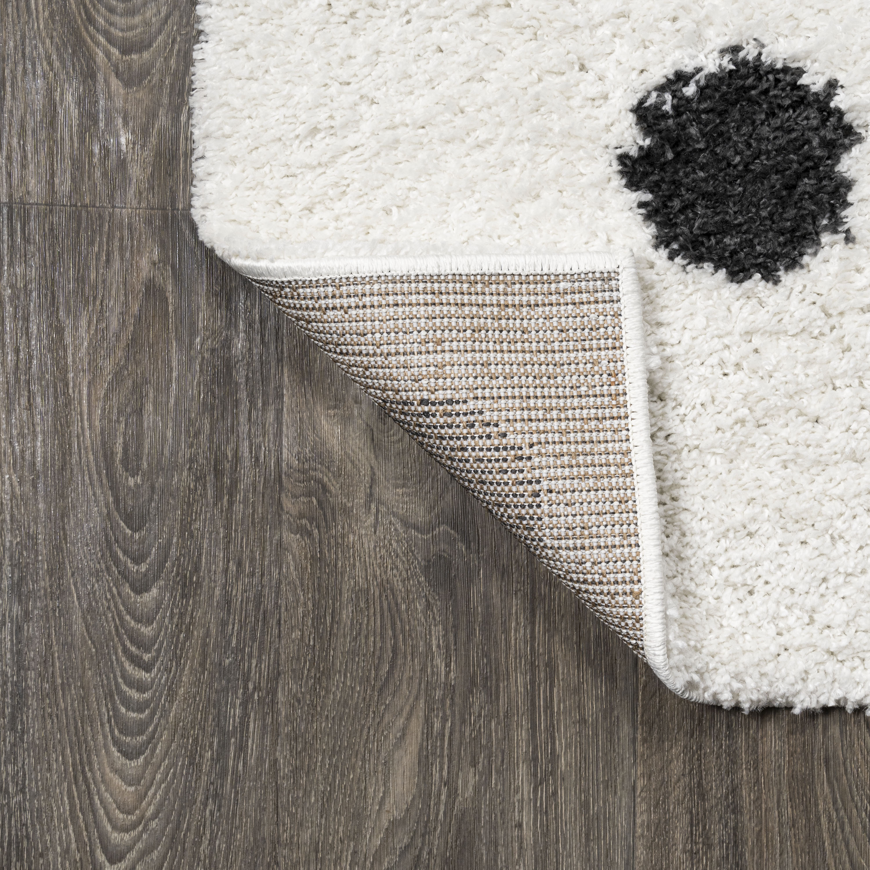 Easy-Care Charcoal and Ivory Polka Dot Shag Rug 3'x5'