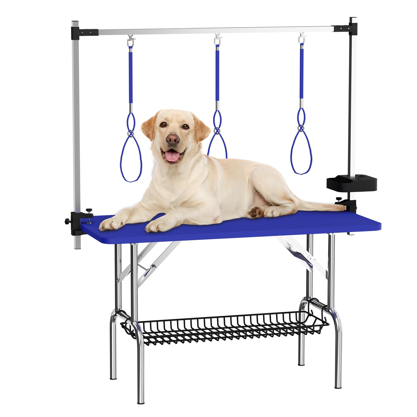 Tinyhomie - 47 Large Dog Grooming Table Stainless Steel Foldable Grooming Table for Dogs at Home ...