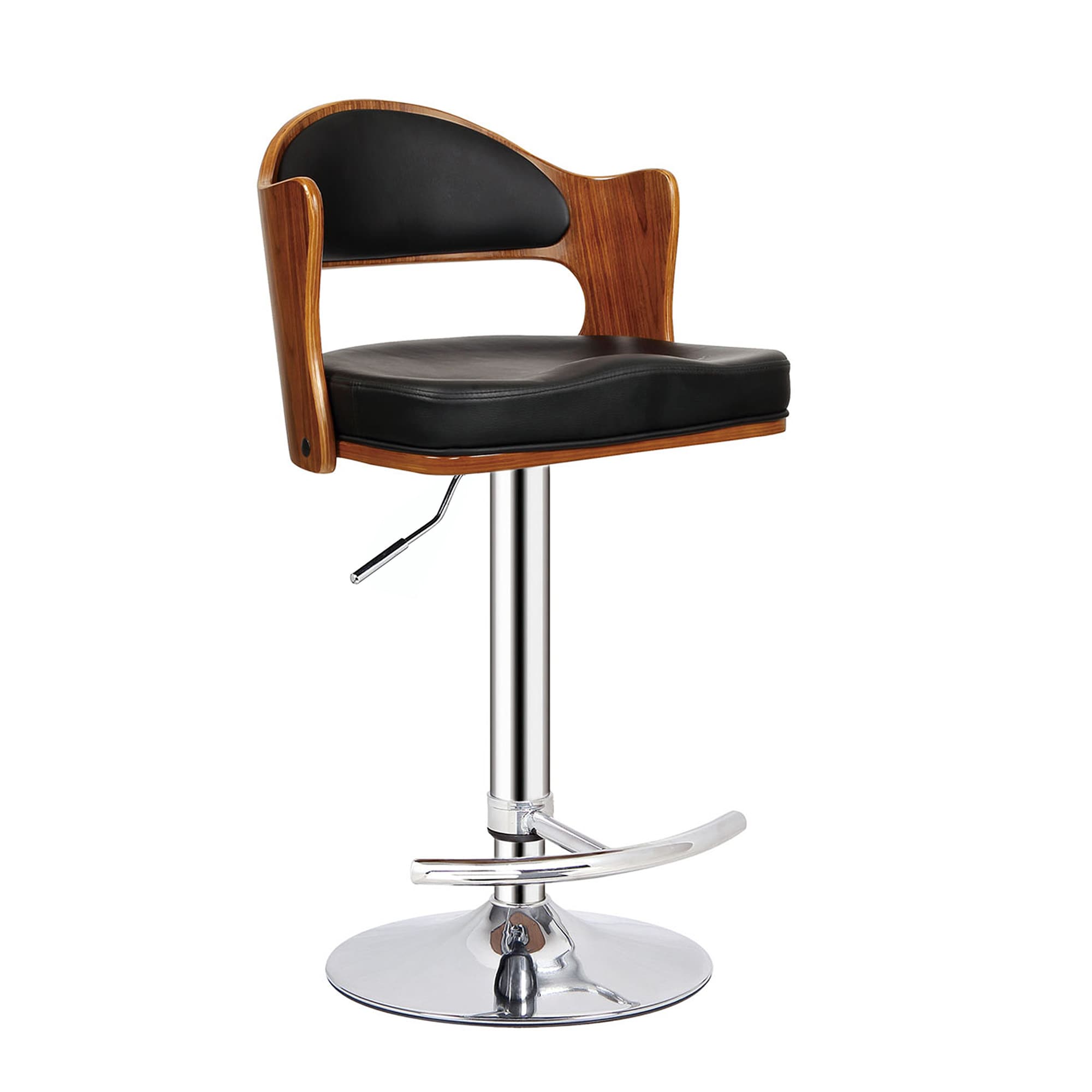 AC Pacific ACBS03-B Walnut 26.0-in H Adjustable Height Counter height Square seat Upholstered Swivel Metal Bar Stool