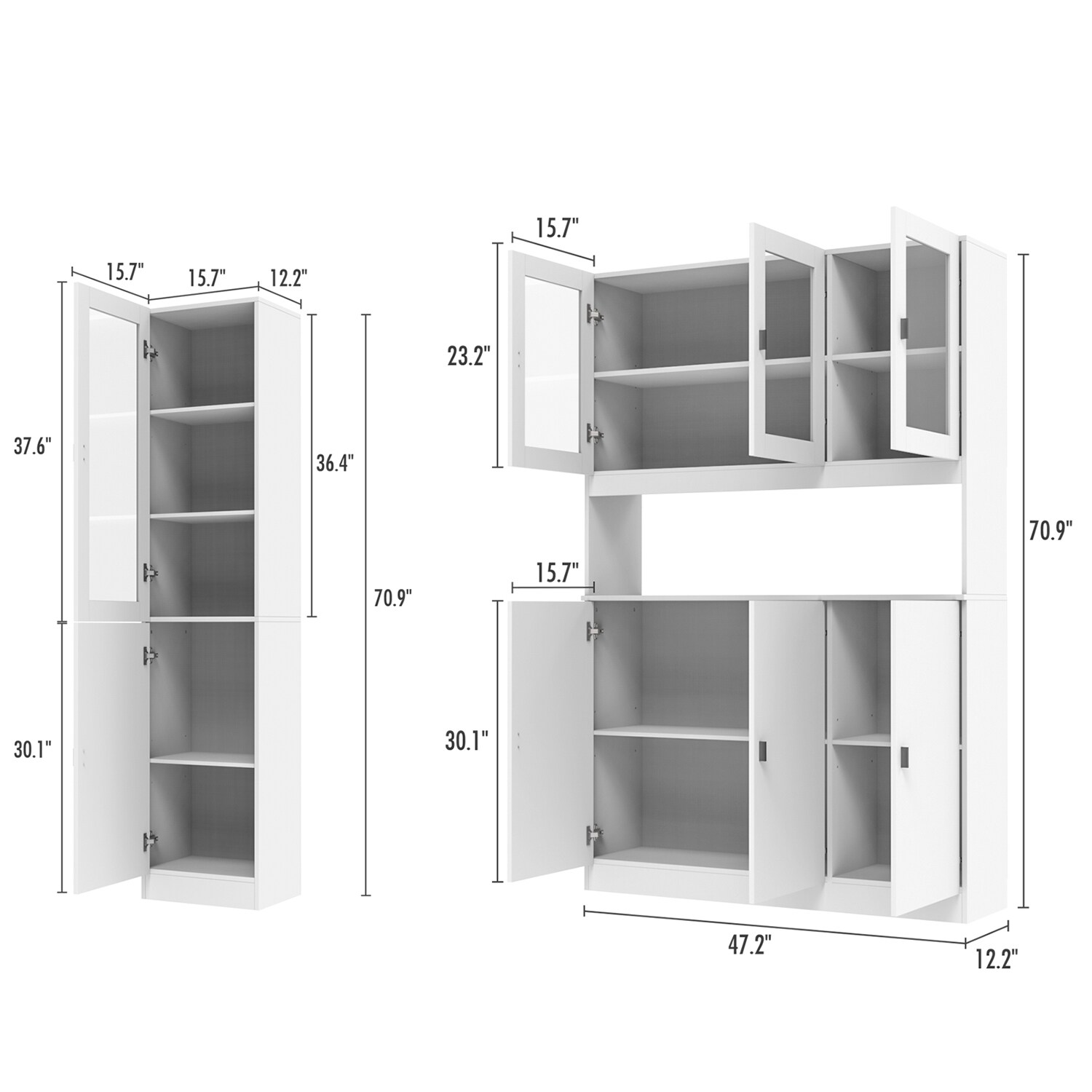 FUFU&GAGA 62.3-in W x 70.9-in H Mdf White Freestanding Utility Storage ...