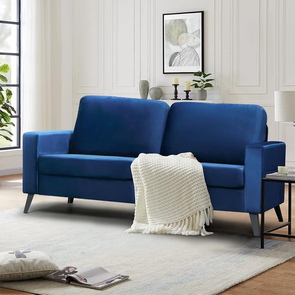 AECOJOY 13136BU-LS01 79-in Midcentury Dark Blue 2 -seater Reclining Sofa