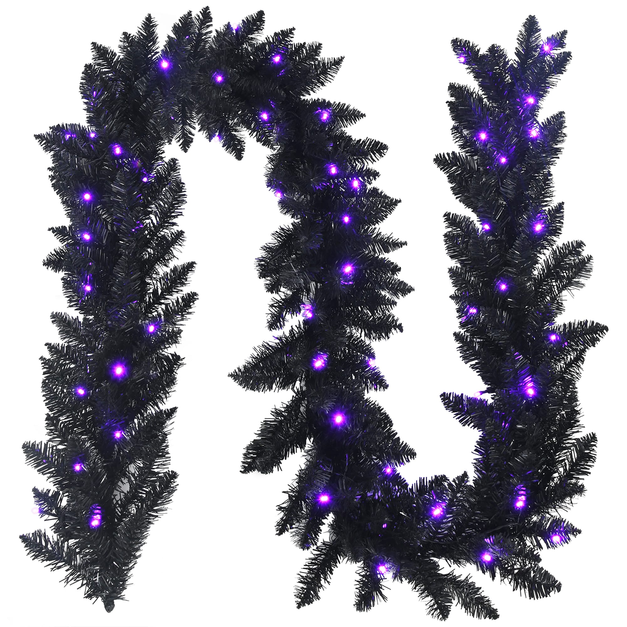 Goplus LWS00823 Indoor/Outdoor Pre-lit Battery-operated 9-Feet Artificial Garland with Purple LED Lights